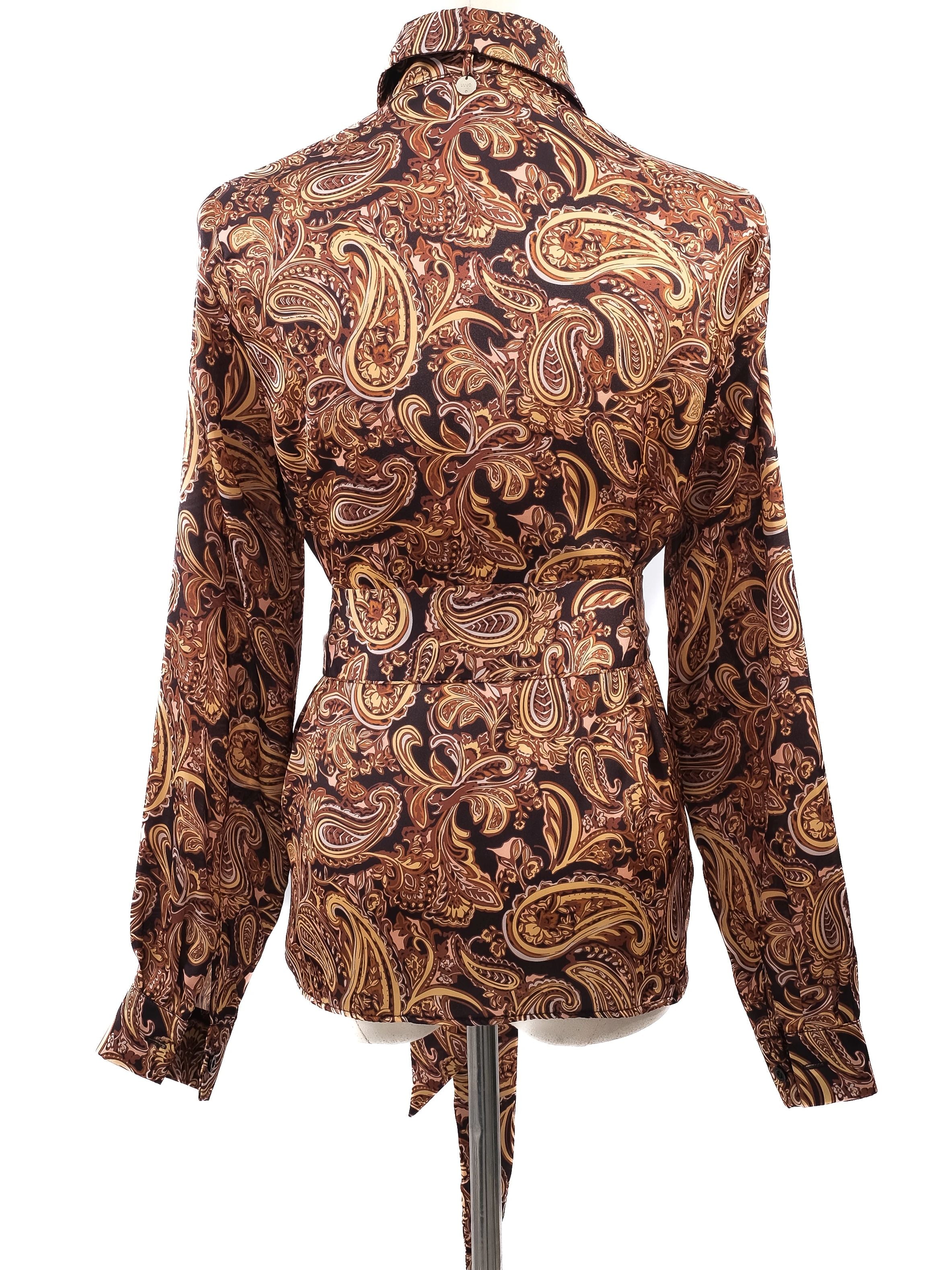 Excellent Liu Jo Paisley Blouse Size XS with Tie Belt