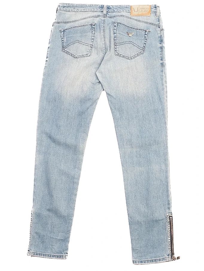 Excellent Armani Jeans Blue Cotton Denim Size S with Zipper Details