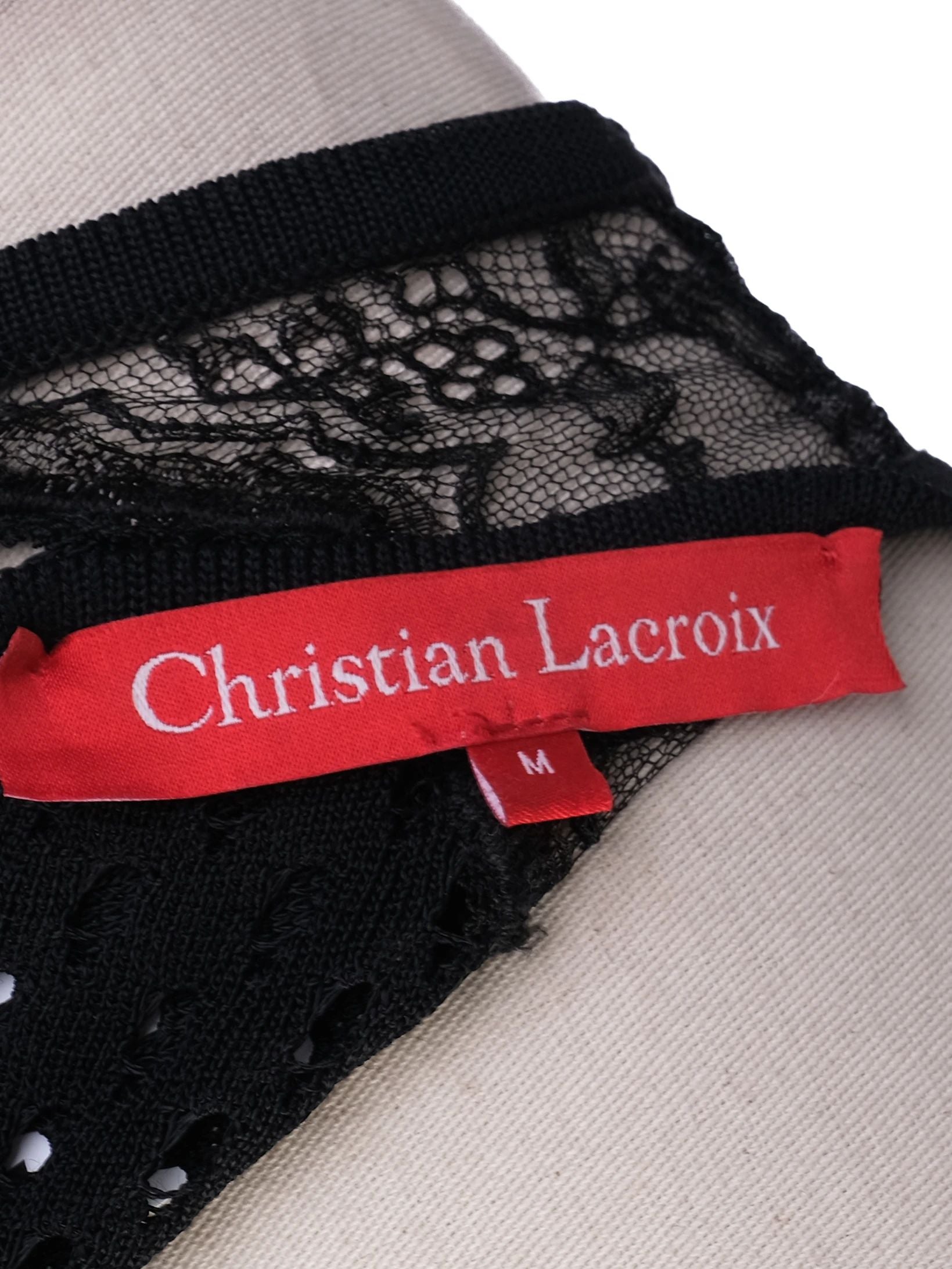 Christian Lacroix Black Sleeveless Dress M with Lace Detailing