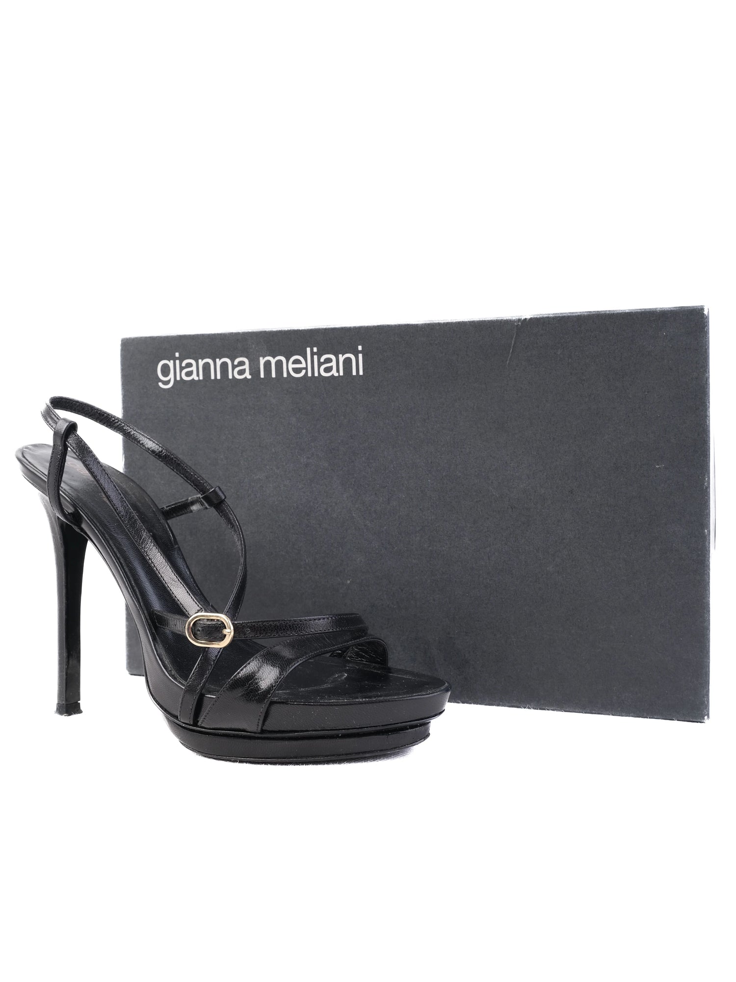 Gianna Meliani Black Leather High-Heeled Shoes Size 39