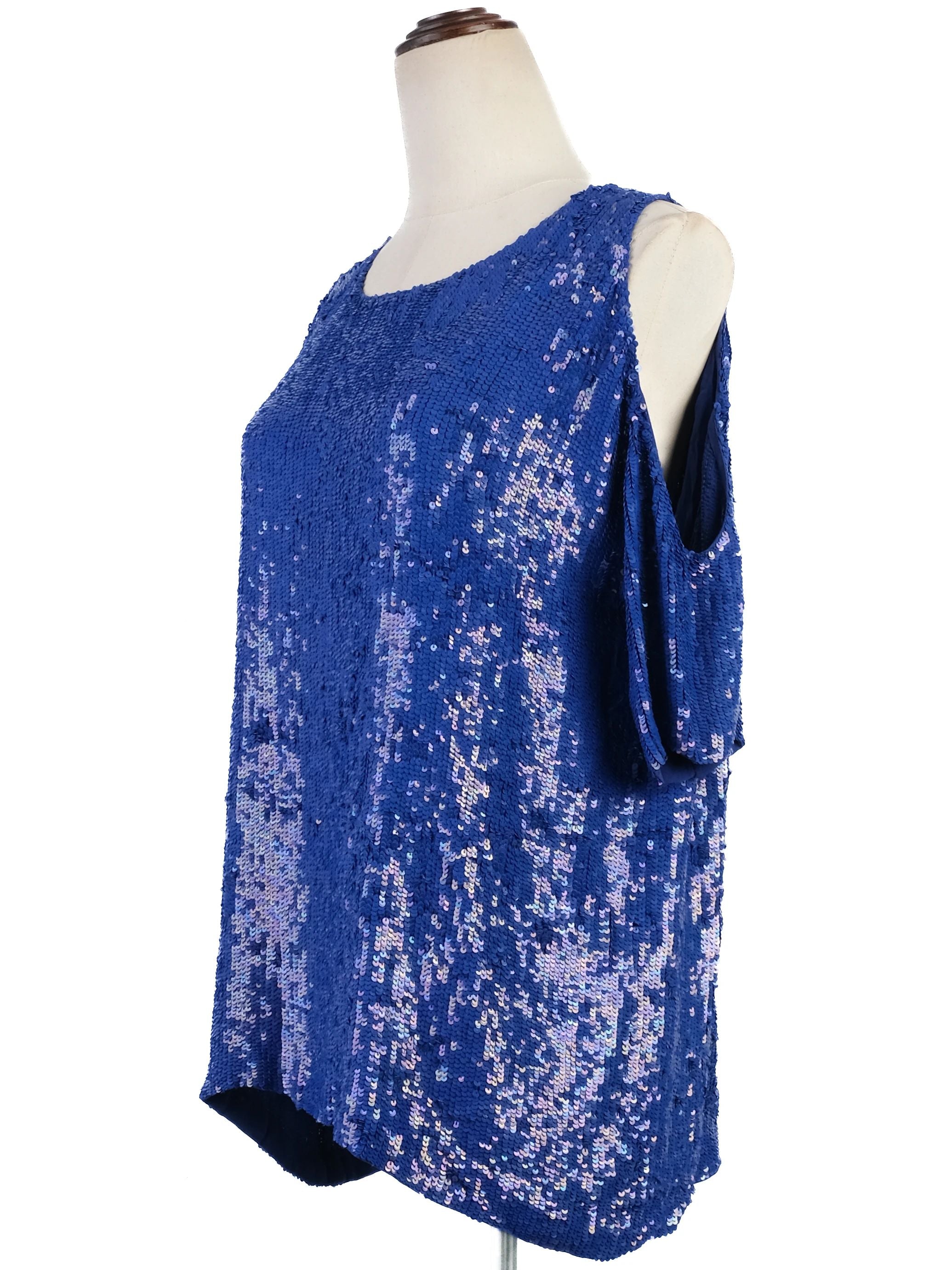 Excellent P.A.R.O.S.H. Blue Sequin Top Women&