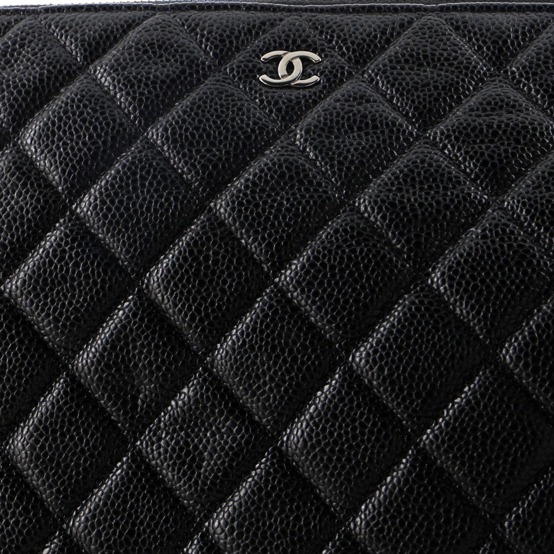 Chanel O Case Clutch Quilted Caviar Large