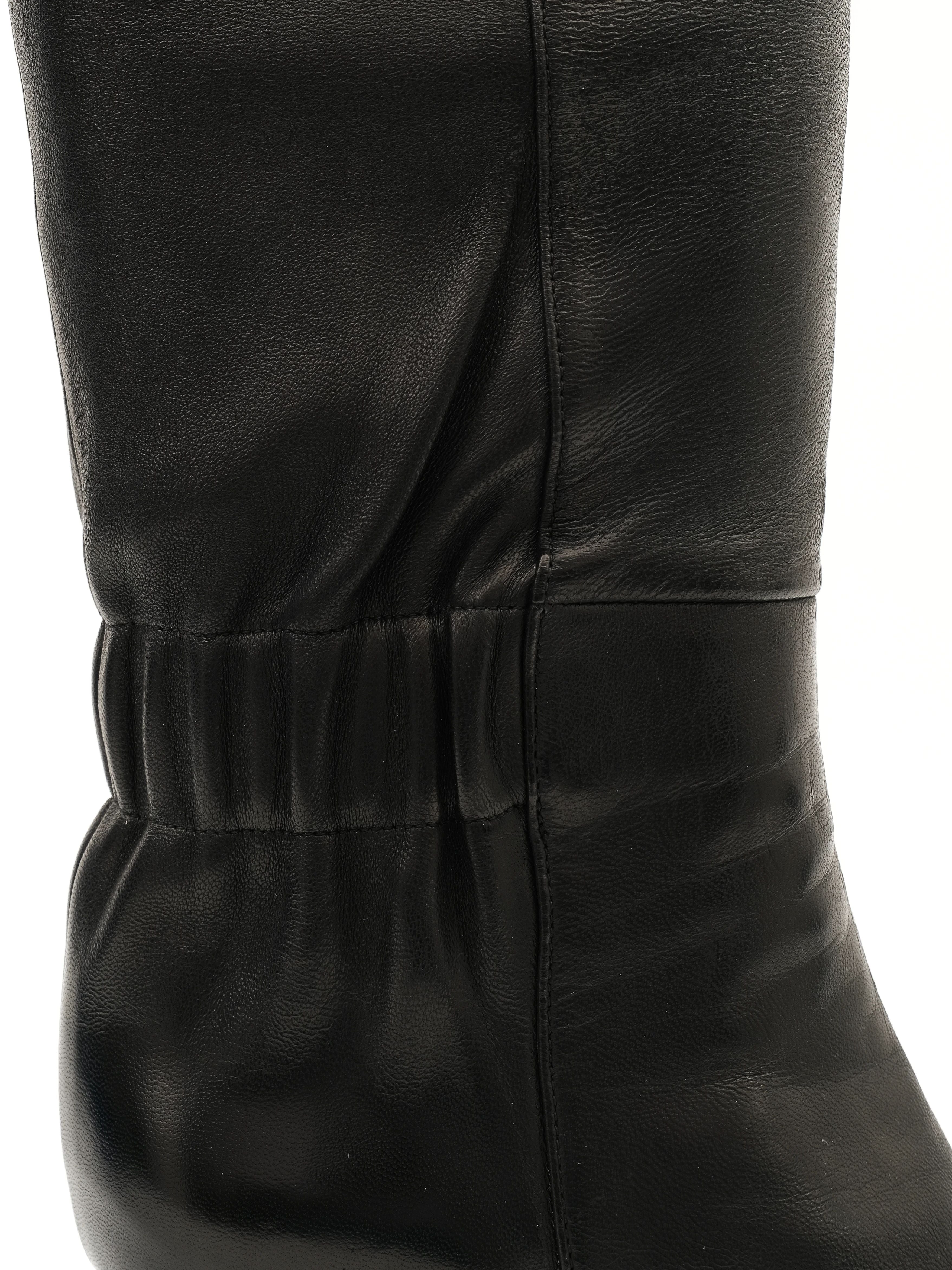 Excellent Santoni Black Leather Knee-High Boots Size 36