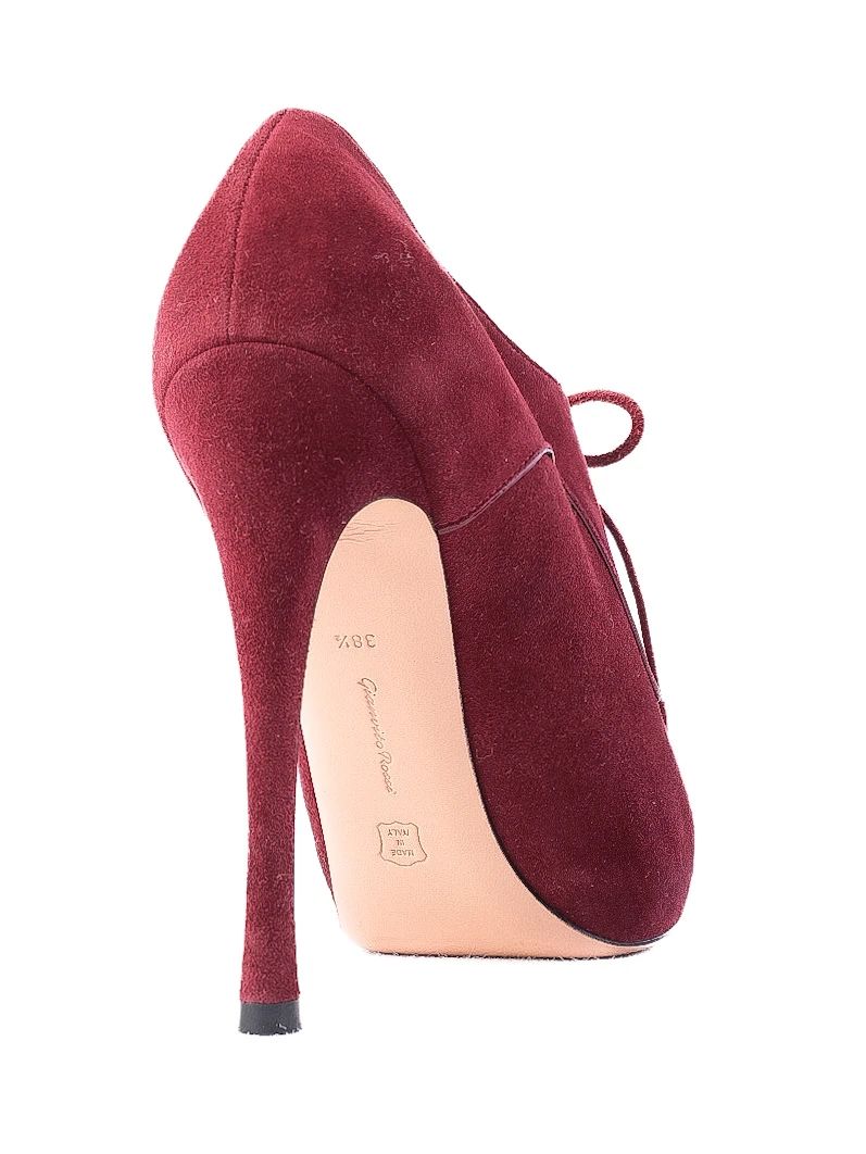 Gianvito Rossi Red Genuine Suede Lace-Up Ankle Boots Size 38.5