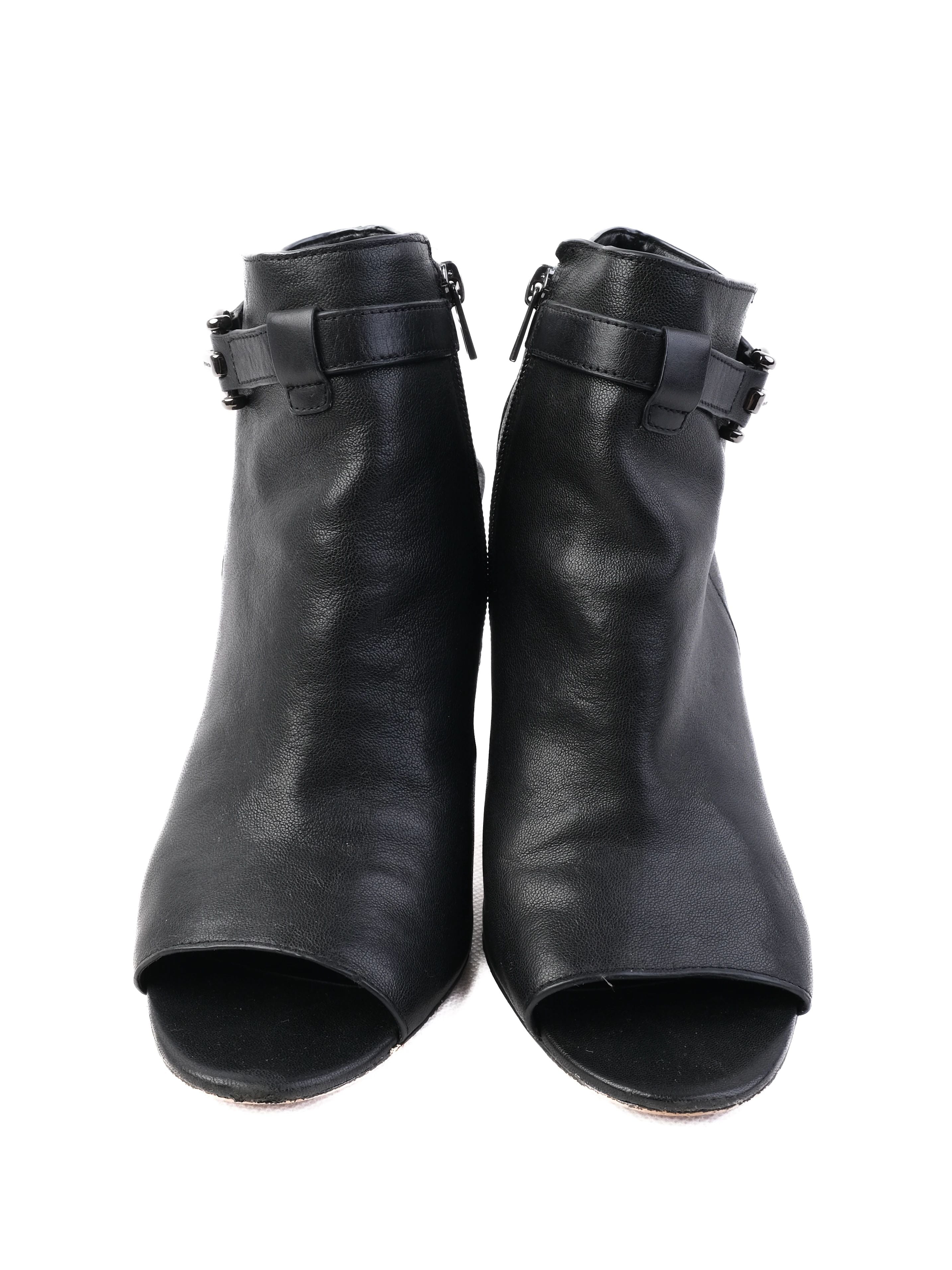 Excellent Coach Black Leather Chunky Heeled Peep Toe Shoes Size 40