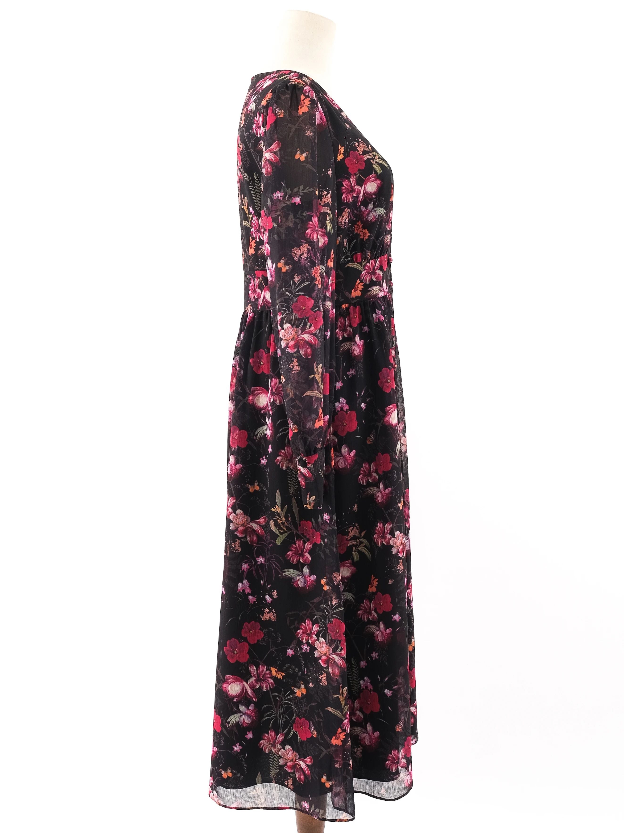 Excellent Ted Baker Floral Long-Sleeved Dress Size M