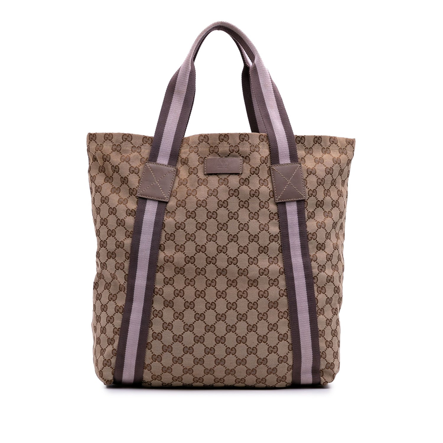 Gucci GG Canvas Web Tote Brown