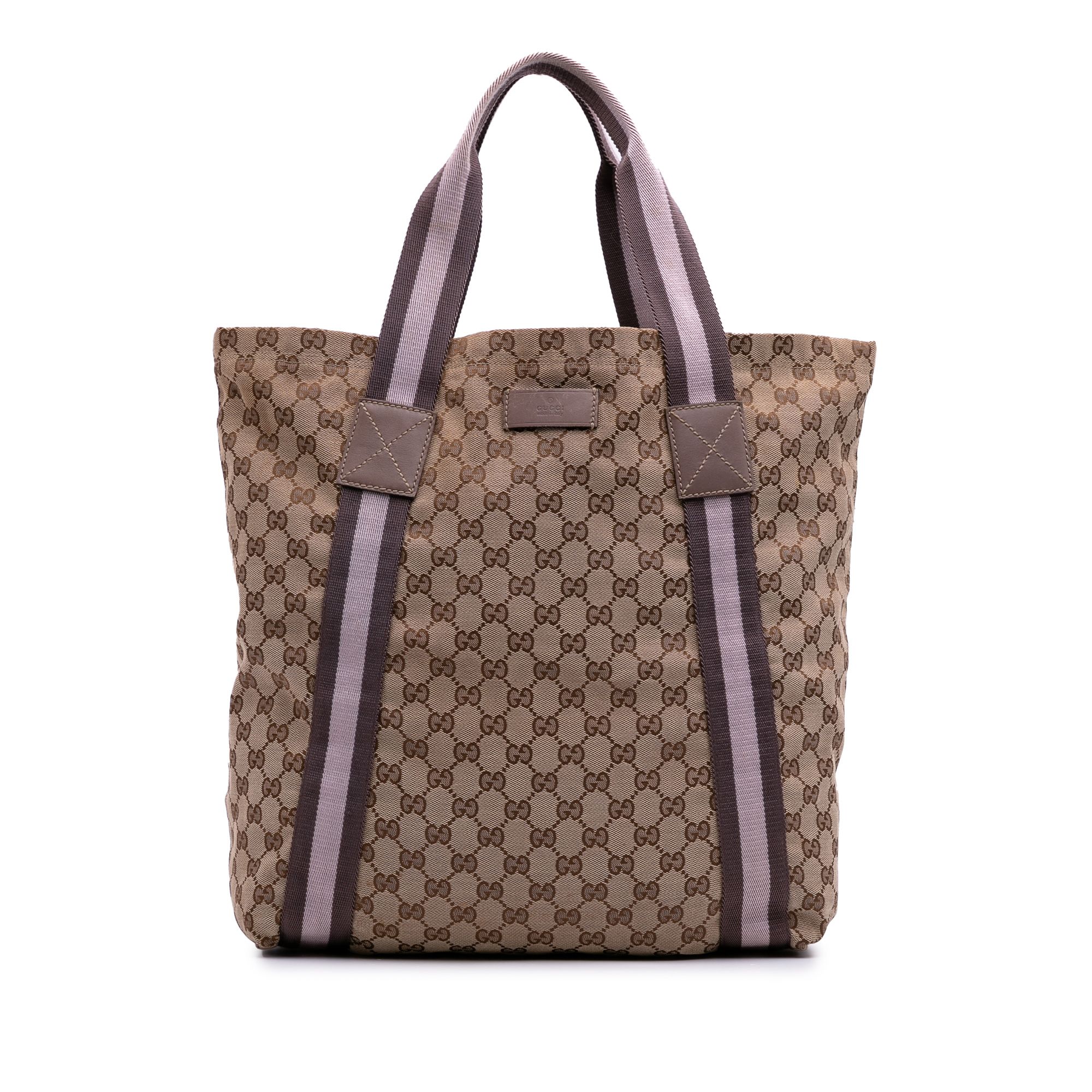 Gucci GG Canvas Web Tote Brown
