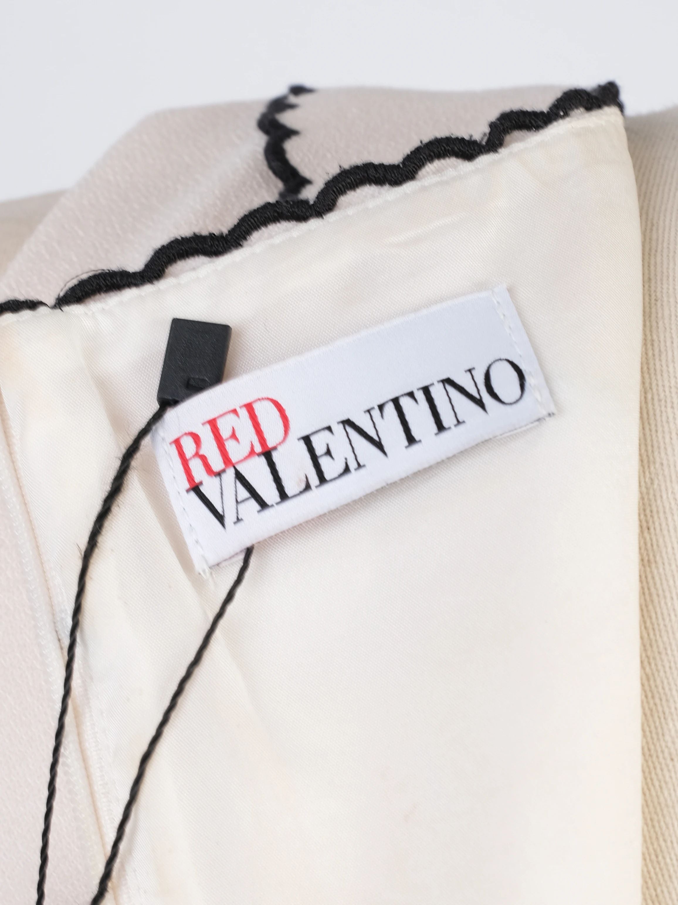 Excellent Red Valentino White Wool Dress with Black Trim Size N/A