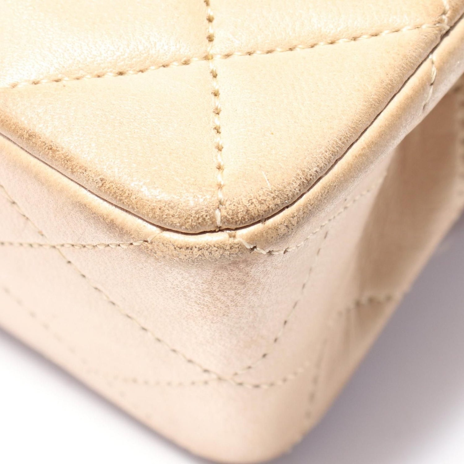 Chanel Beige Matelasse W Flap Shoulder Bag Lambskin (sheep Leather) A 01113