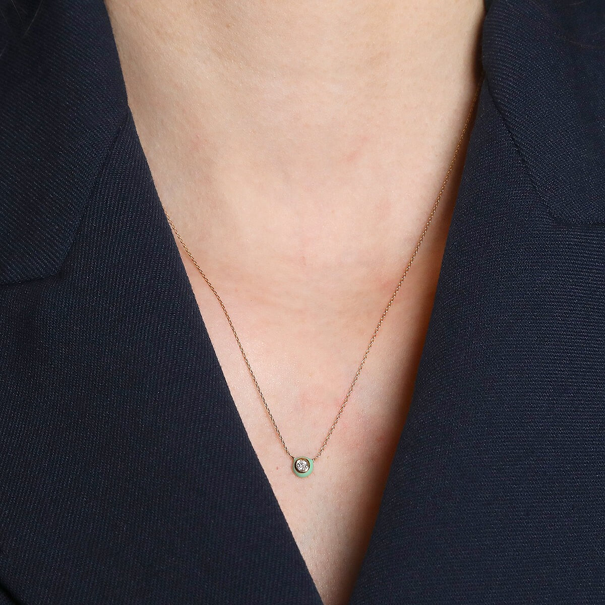 Enamel, diamond and gold necklace