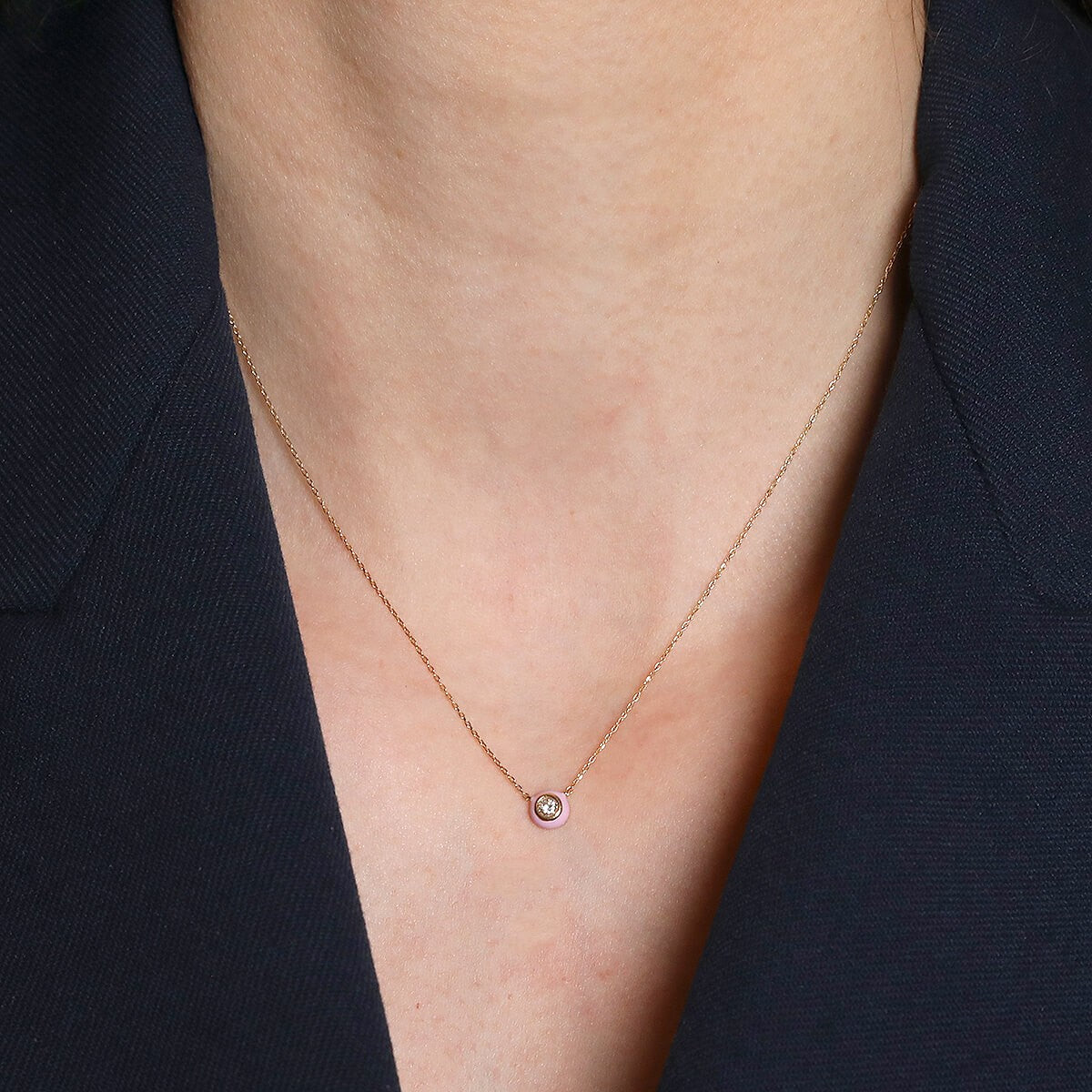 Enamel, diamond and gold necklace
