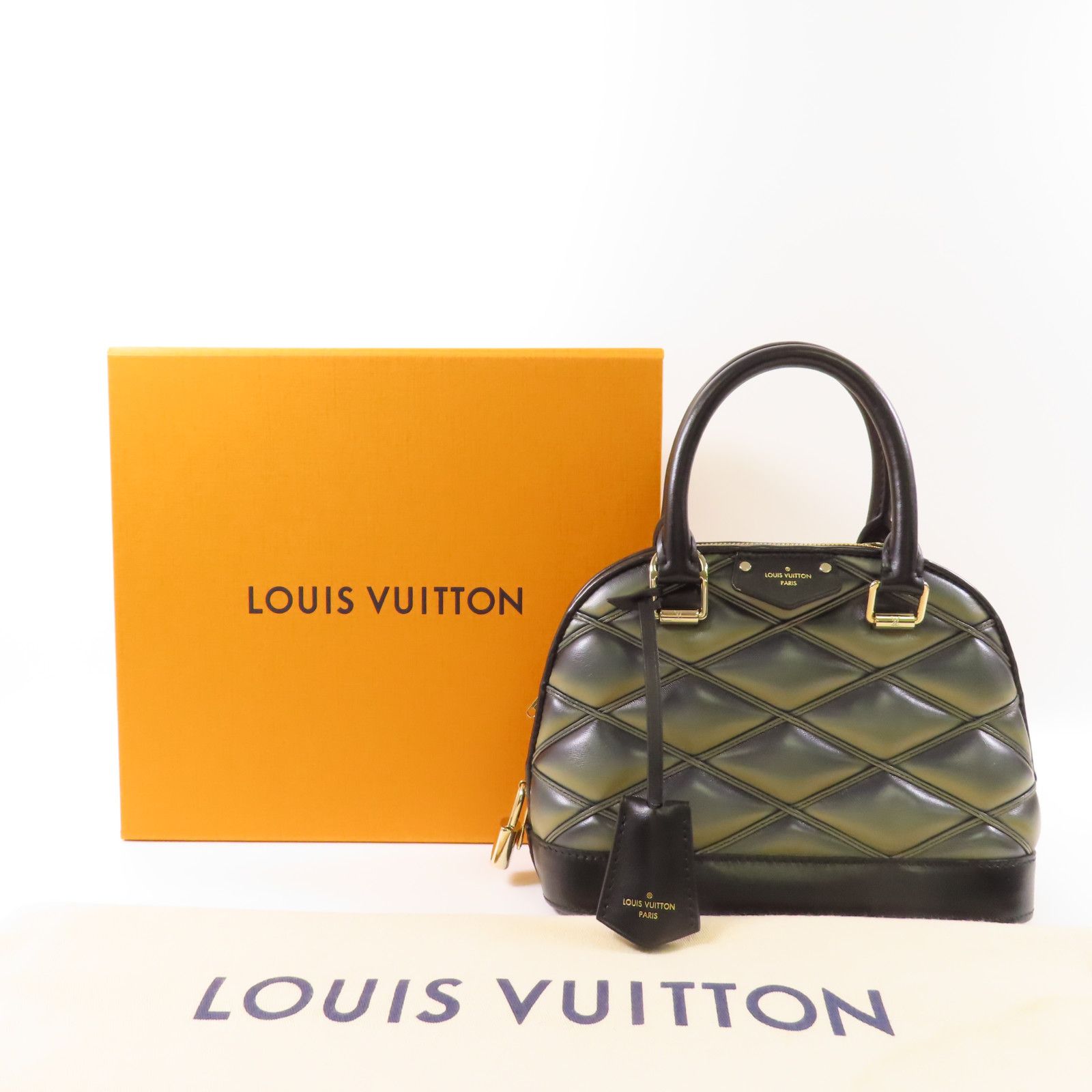 Louis Vuitton Cowhide Leather Alma Bb Handmade Bag Gray Black Handbag M 23576