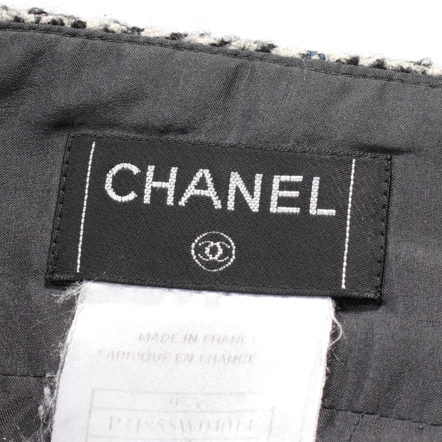 Chanel Black Blue Skirt Wool Nylon P 31855w 04014