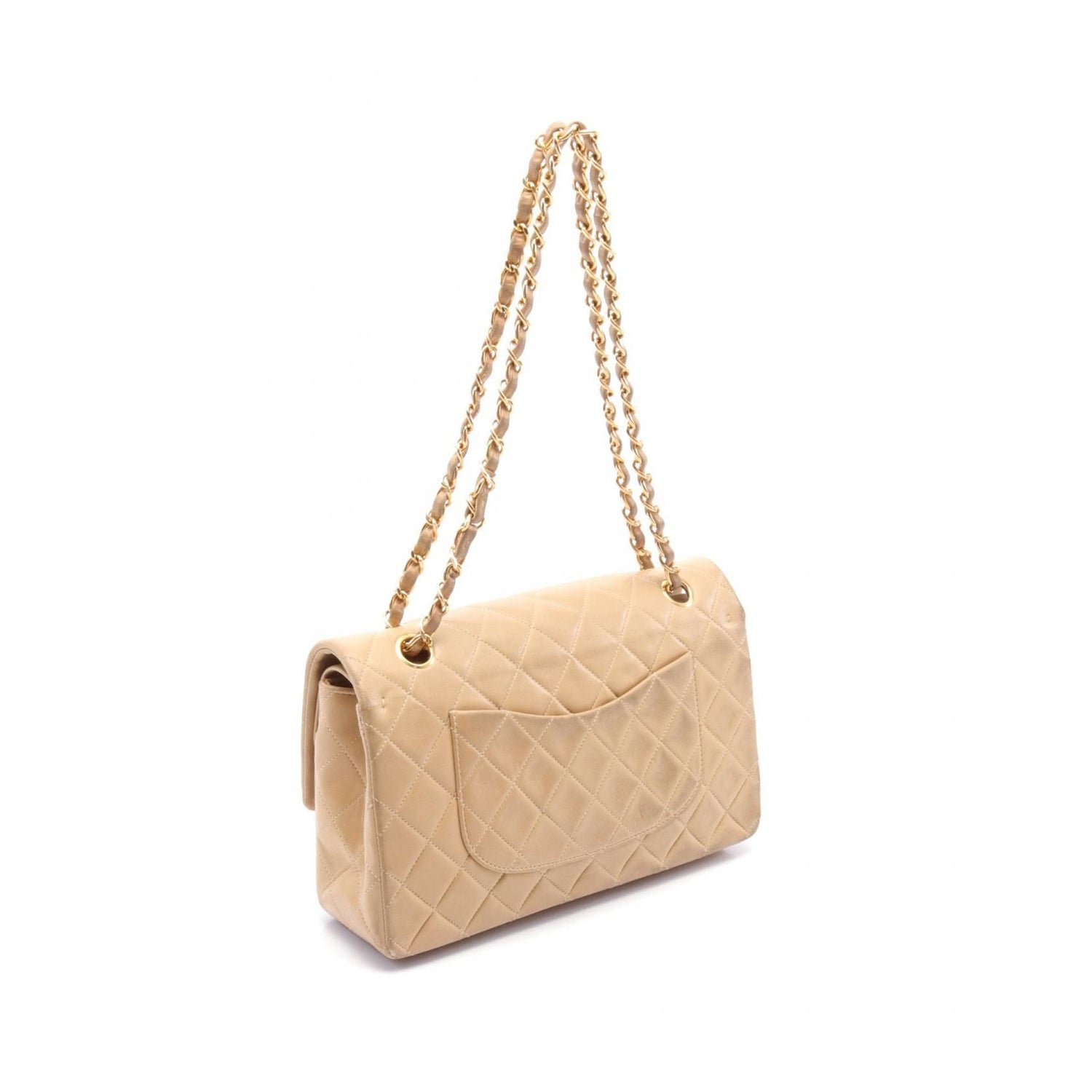 Chanel Beige Matelasse W Flap Shoulder Bag Leather A 01112