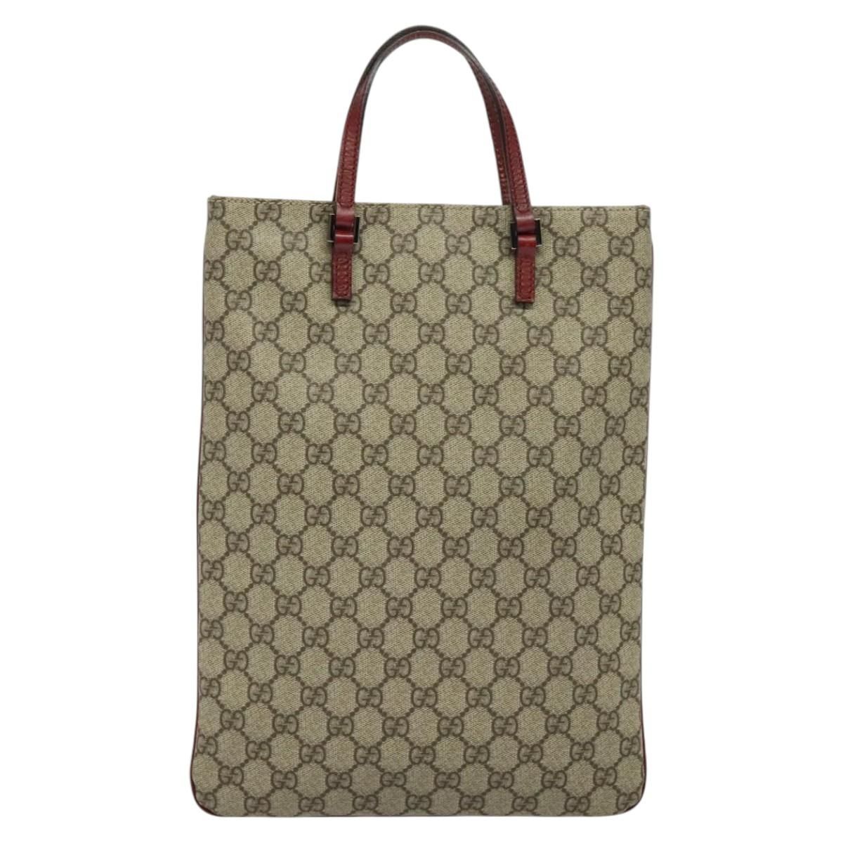 Gucci Gg Supreme Hand Bag Pvc Beige Silver 117551 Auth