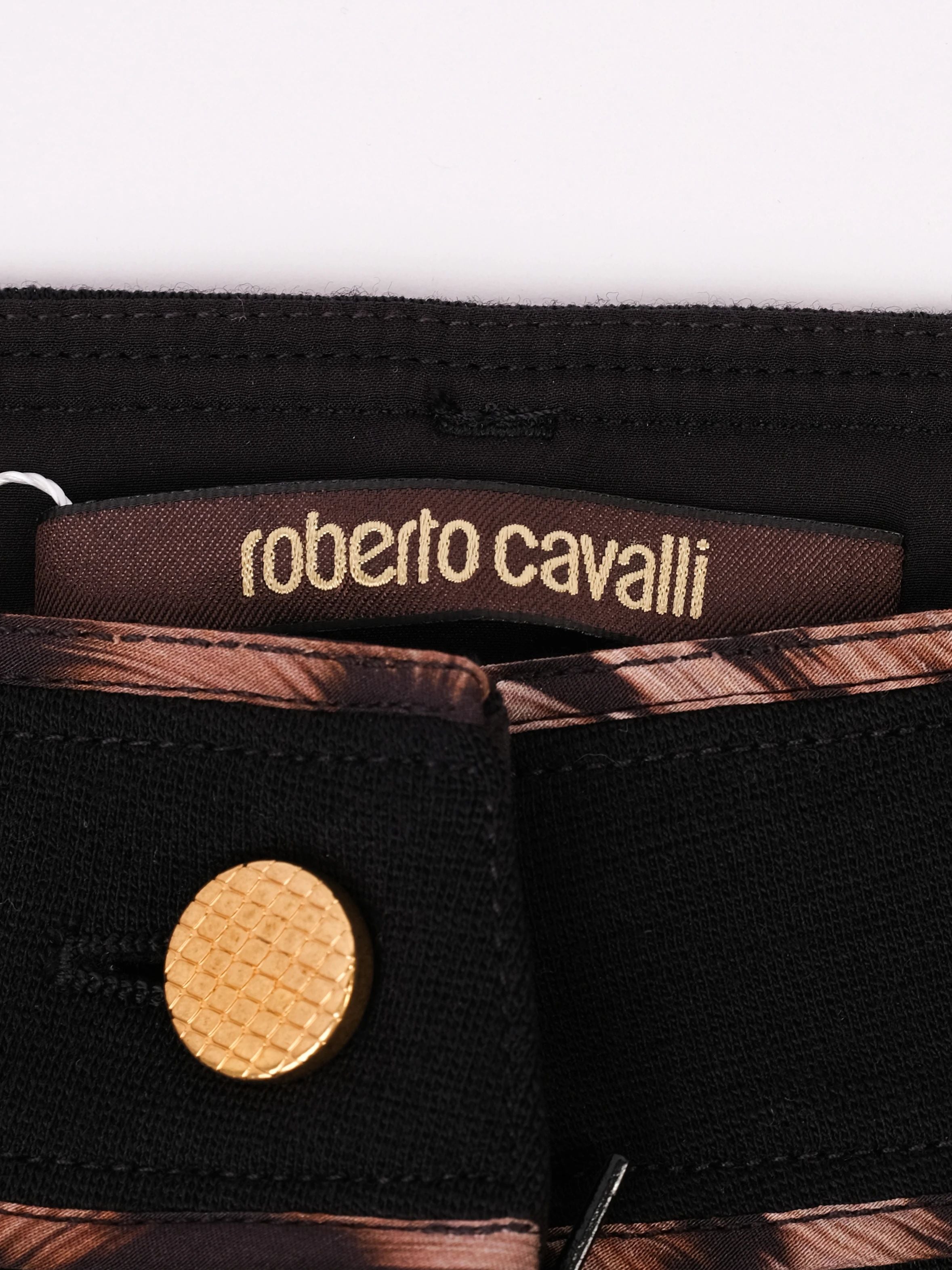 Excellent Roberto Cavalli Black Wool Flared Pants Size M