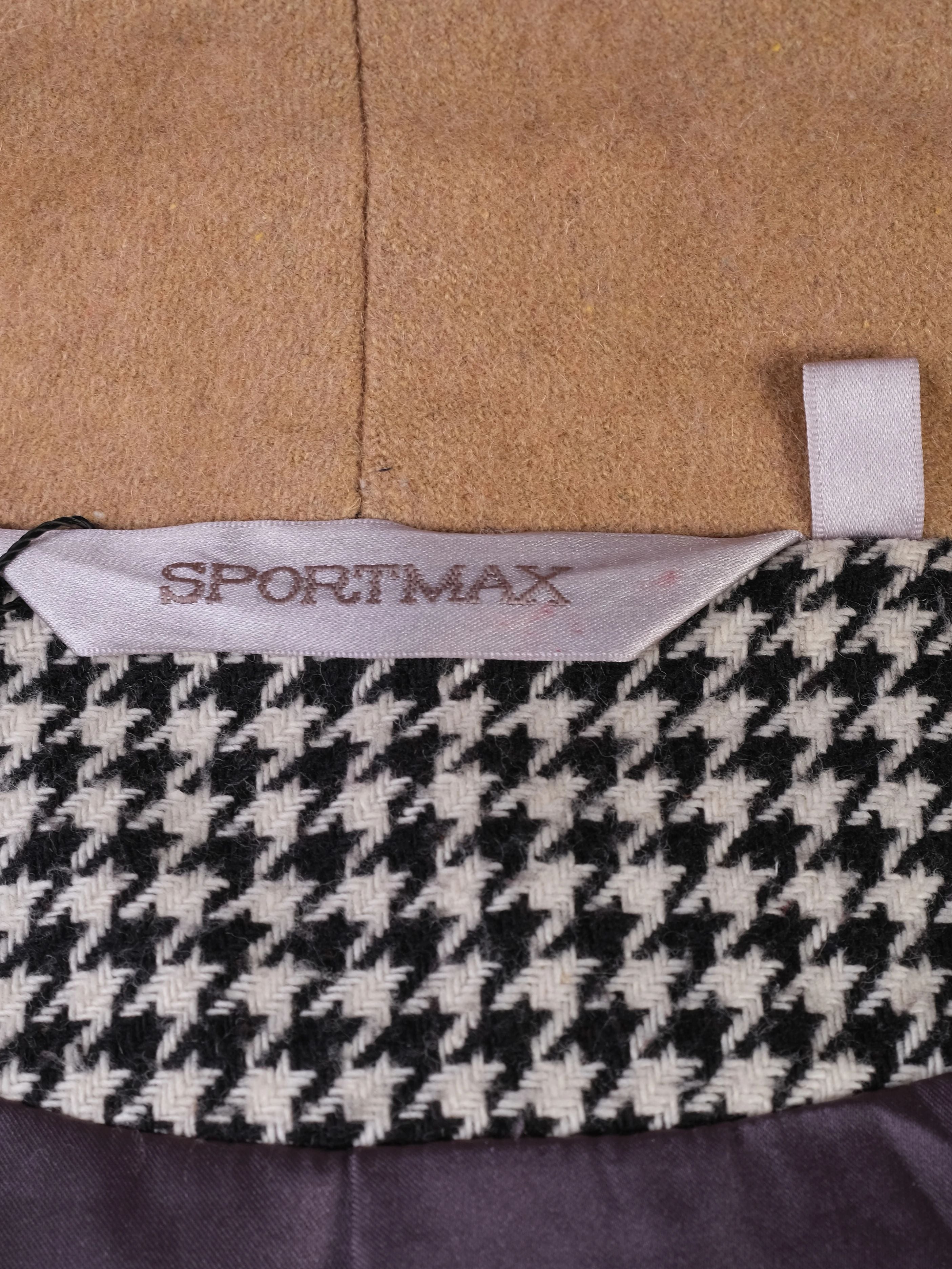 EXCELLENT Sportmax Houndstooth Wool Coat Size S with Shawl Collar