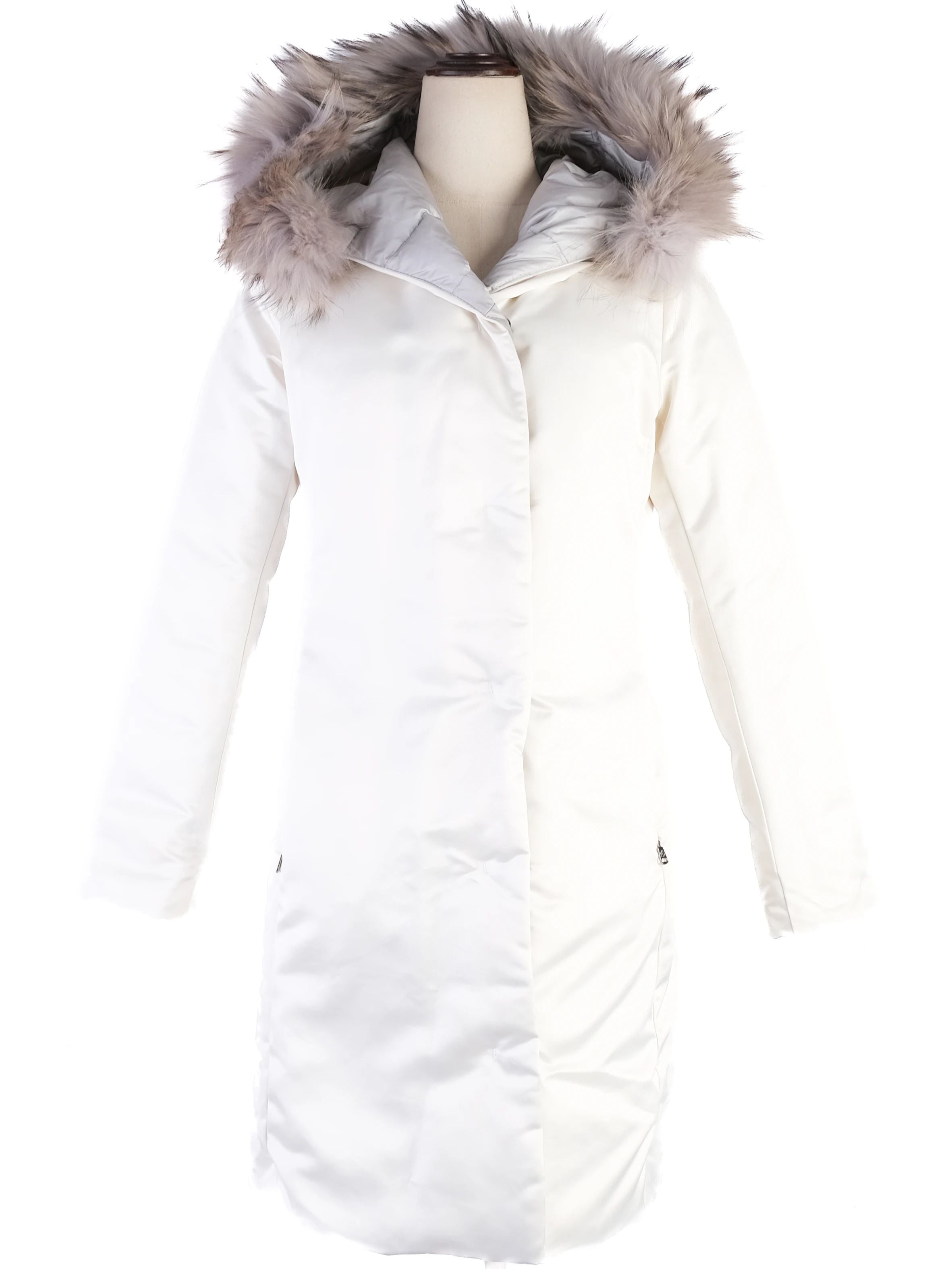 Max Mara Gray Padded Winter Coat with Fur-Lined Hood Size M