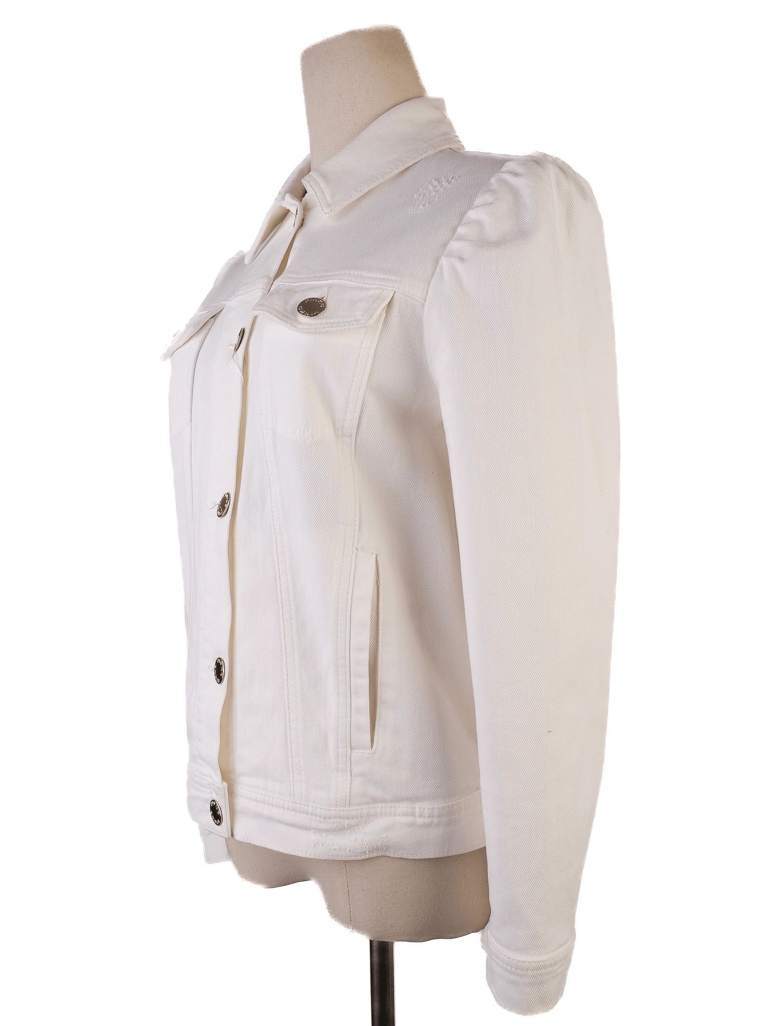 Excellent Pinko White Cotton Denim Jacket Size S Women