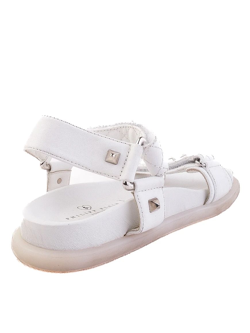 Excellent Philipp Plein Junior White Leather Sandals Size 31