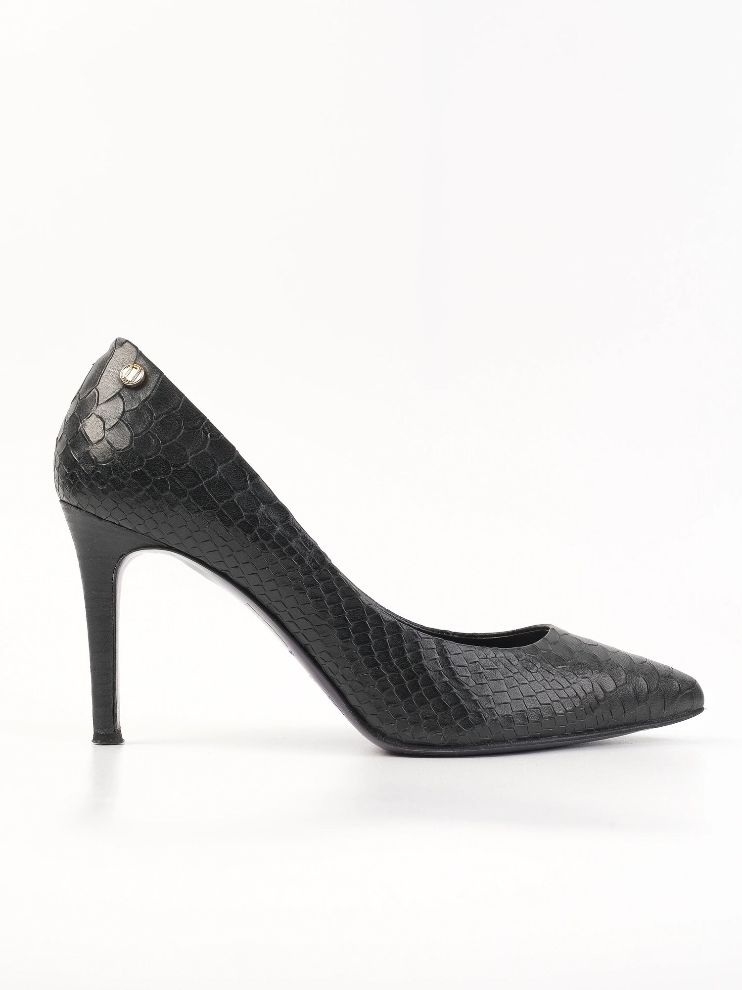 Excellent Laurel Black Leather High-Heeled Shoes Size 37