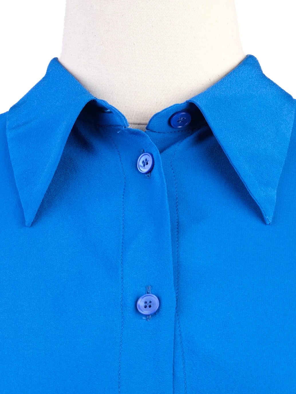 Excellent Stella McCartney Blue Silk Button-Up Shirt Women Size N/A