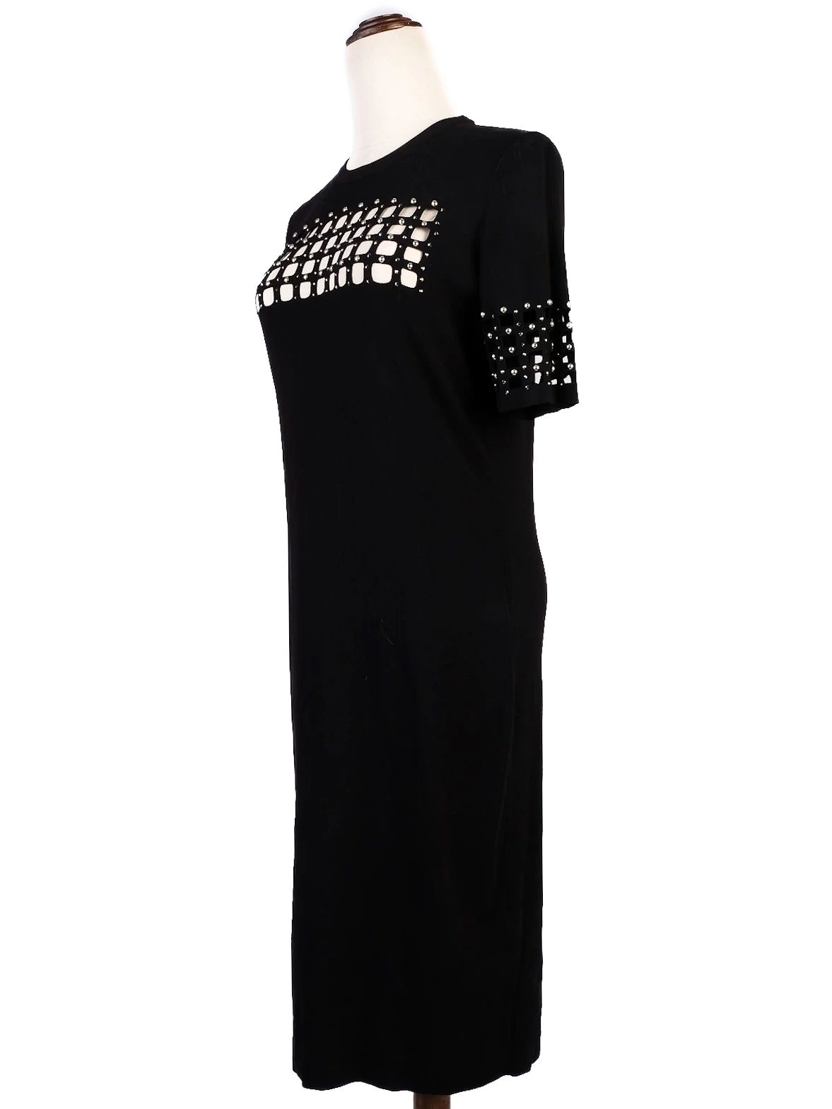 Excellent Versace Black Viscose Dress with Geometric Cut-Outs