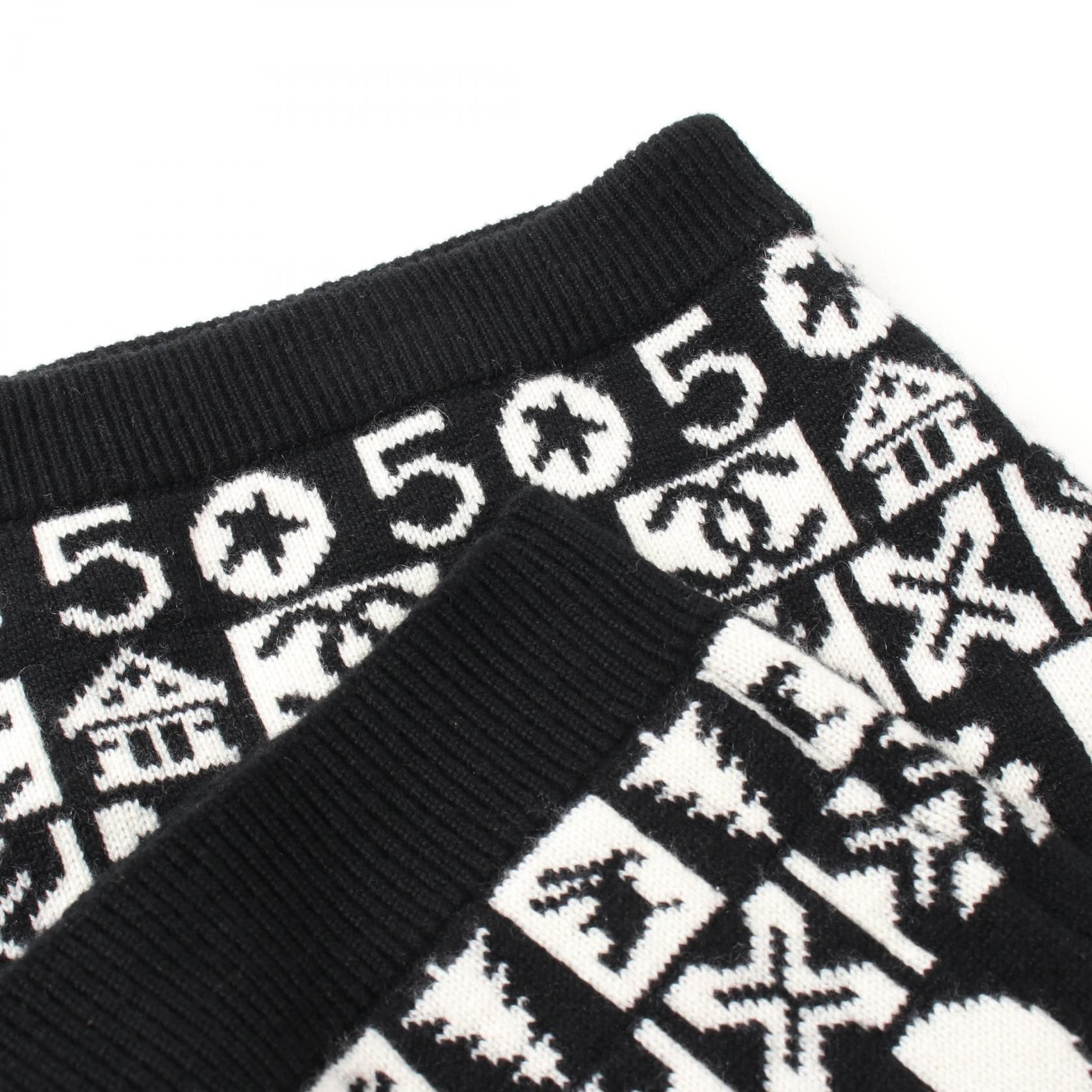 Chanel Coco Neige Skirt P 62261k 47646 Cashmere Black White 36