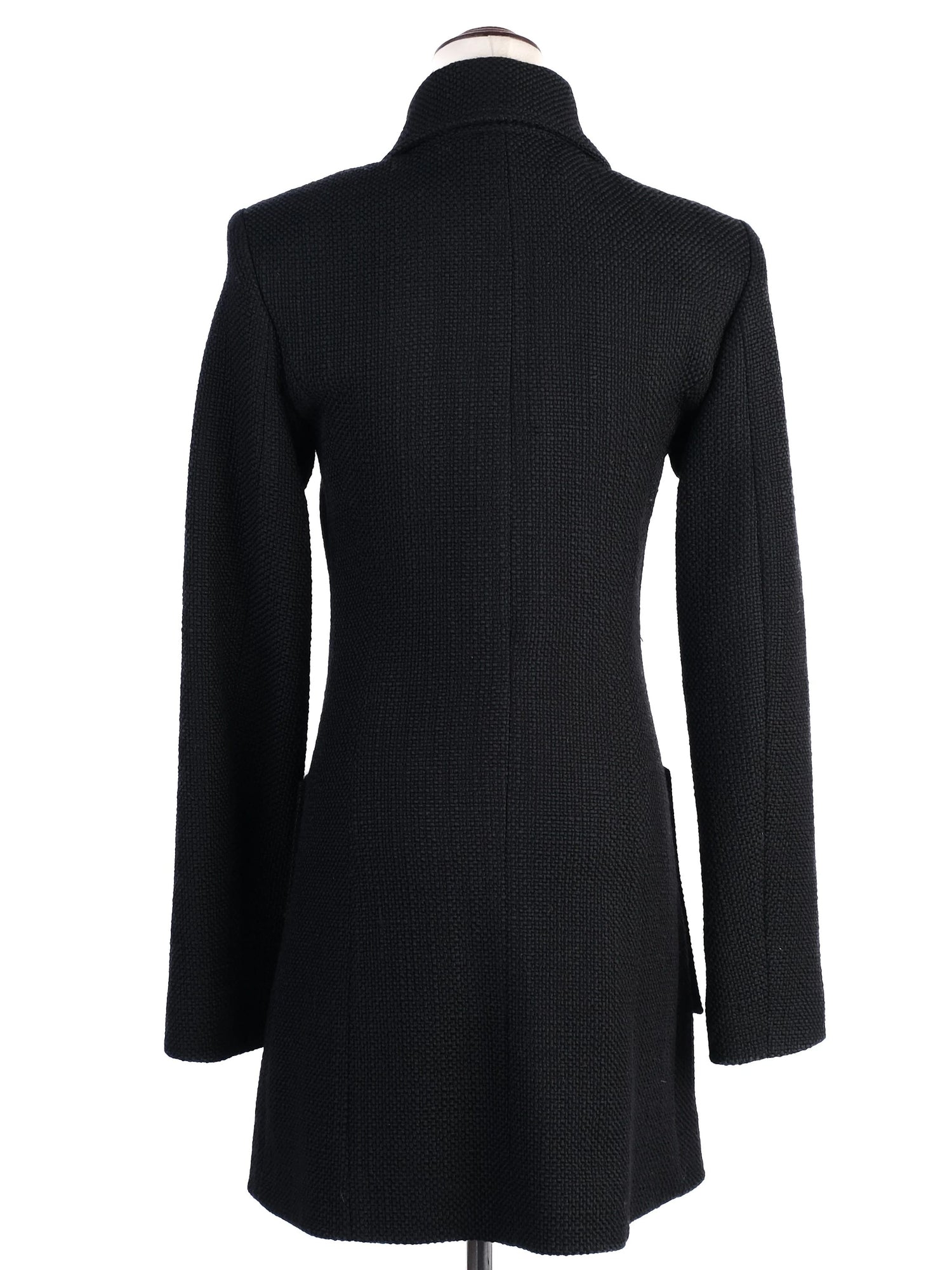 Excellent Anne Fontaine Black Wool Coat with Floral Embellishments