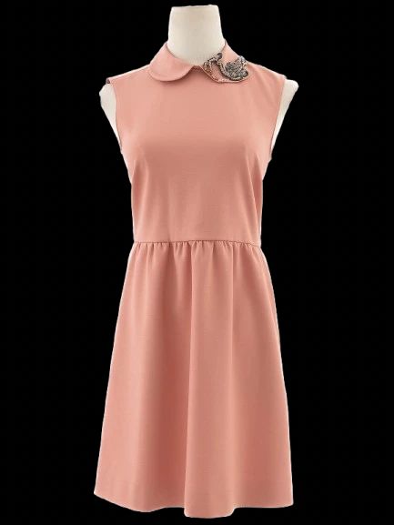 Perfect Red Valentino Pink Sleeveless Dress Size S with Peter Pan Collar