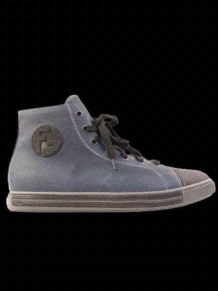 Excellent Fendi Blue Leather High-Top Sneakers Women Size N/A