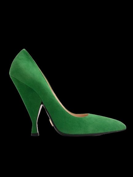 NEW Prada Green High-Heeled Shoes 100% Genuine Suede Size 40.5