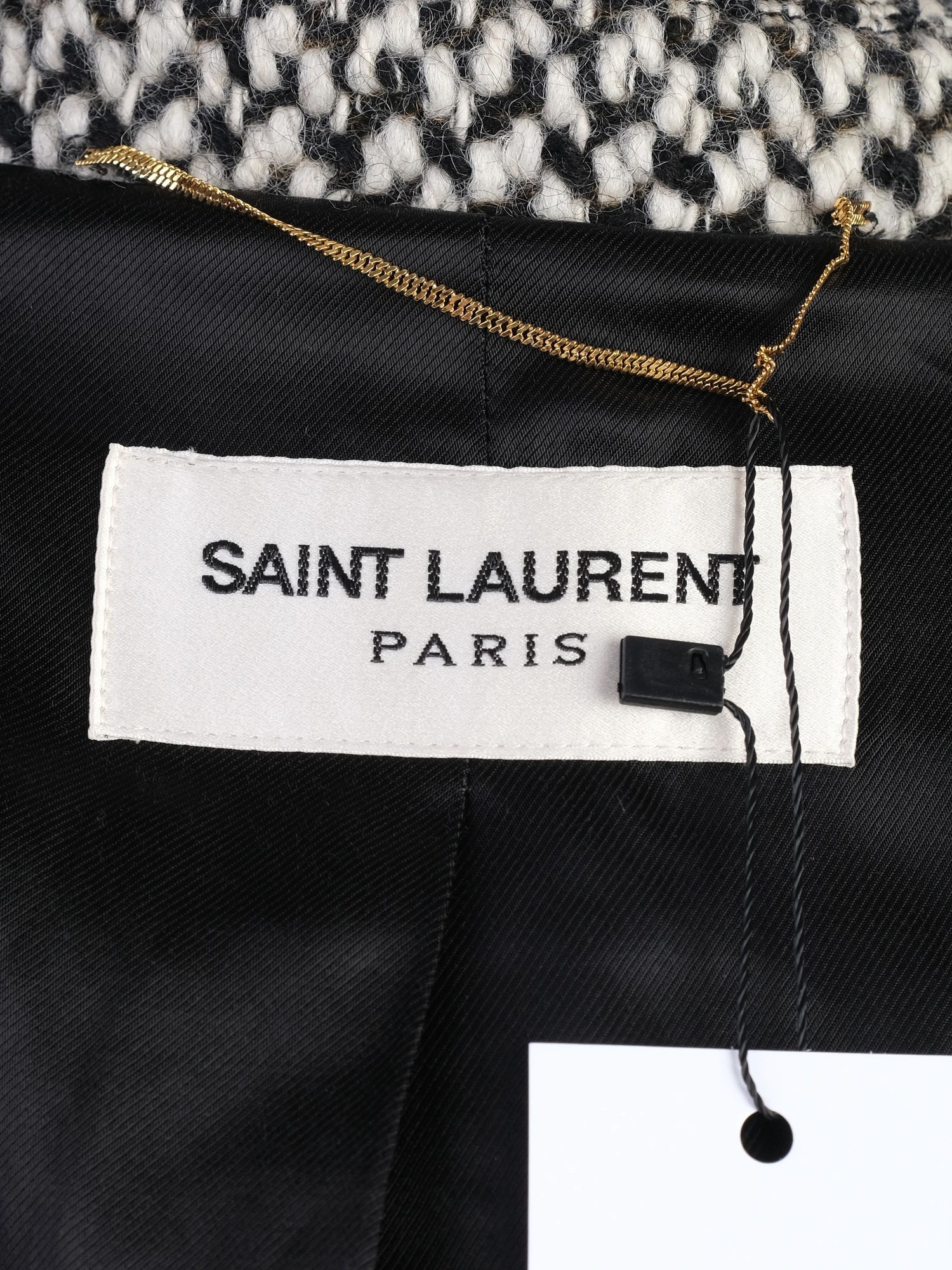 Excellent Saint Laurent Gray Wool Coat XS with Textured Pattern