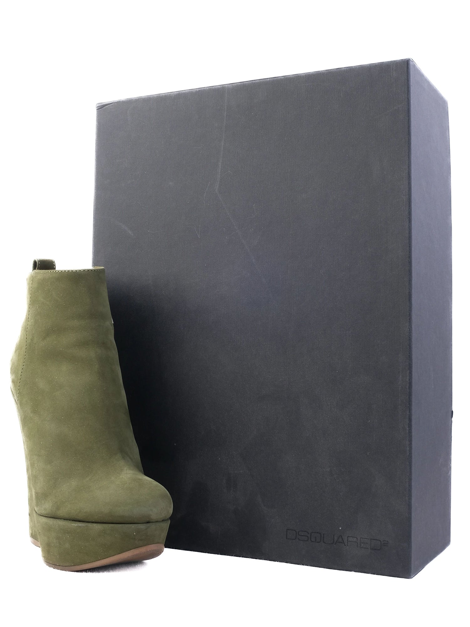 Excellent Dsquared2 Green Leather Wedge Ankle Boots Size 37