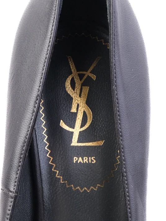 Good Yves Saint Laurent Gray Leather High-Heeled Platform Shoes