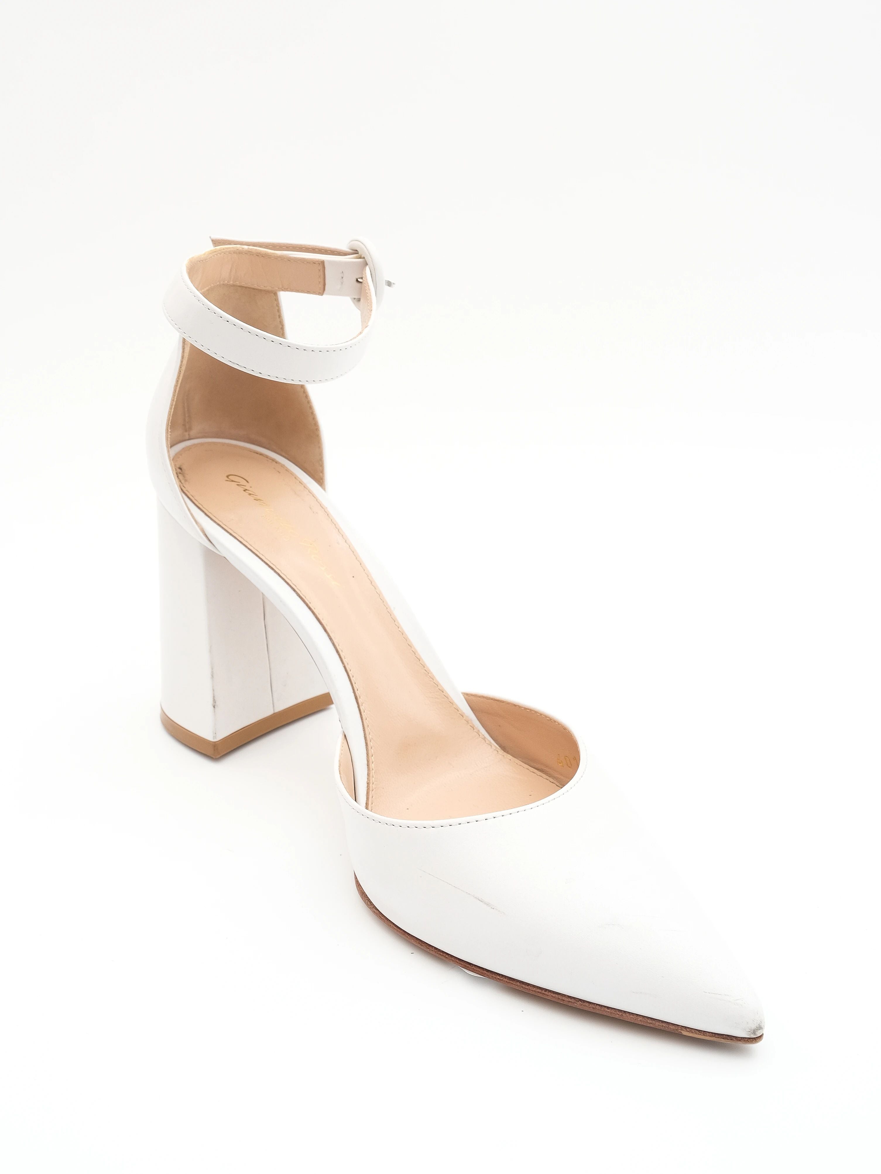 Excellent Gianvito Rossi White Leather High-Heeled Shoes Size N/A