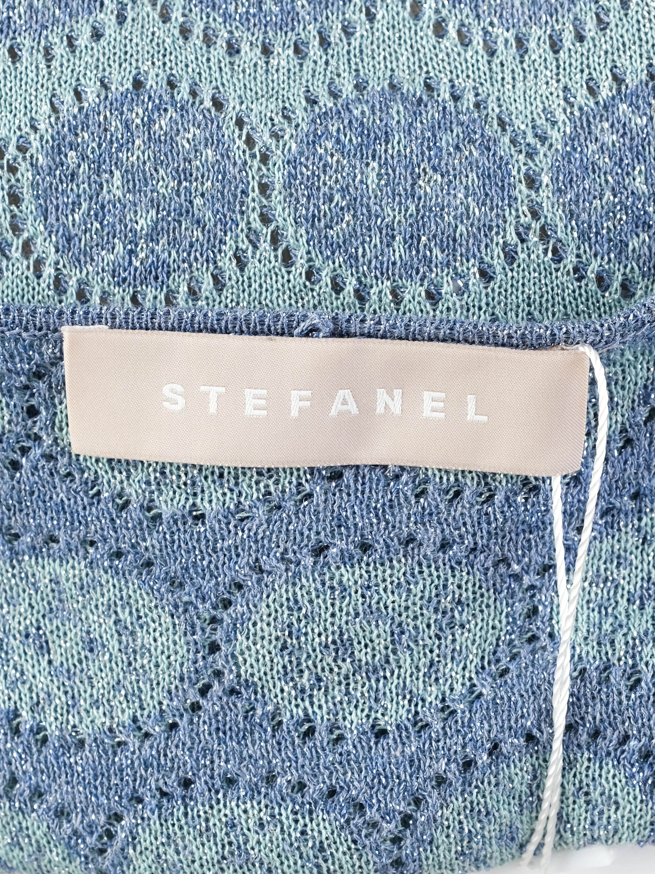 Excellent Stefanel Blue Maxi Dress Combined Viscose Size M