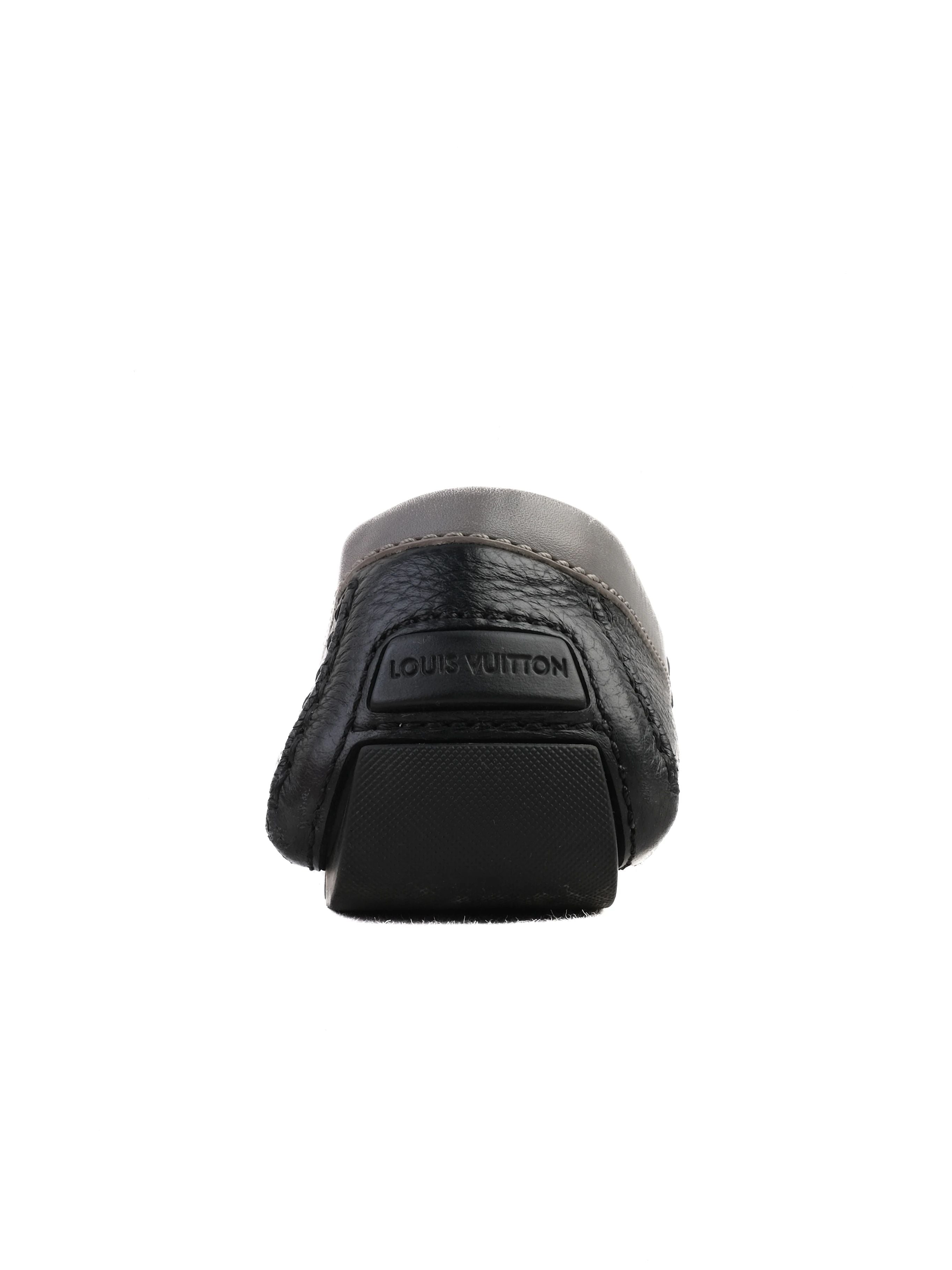 Excellent Louis Vuitton Black Leather Loafers Size 40 with Metal Buckle