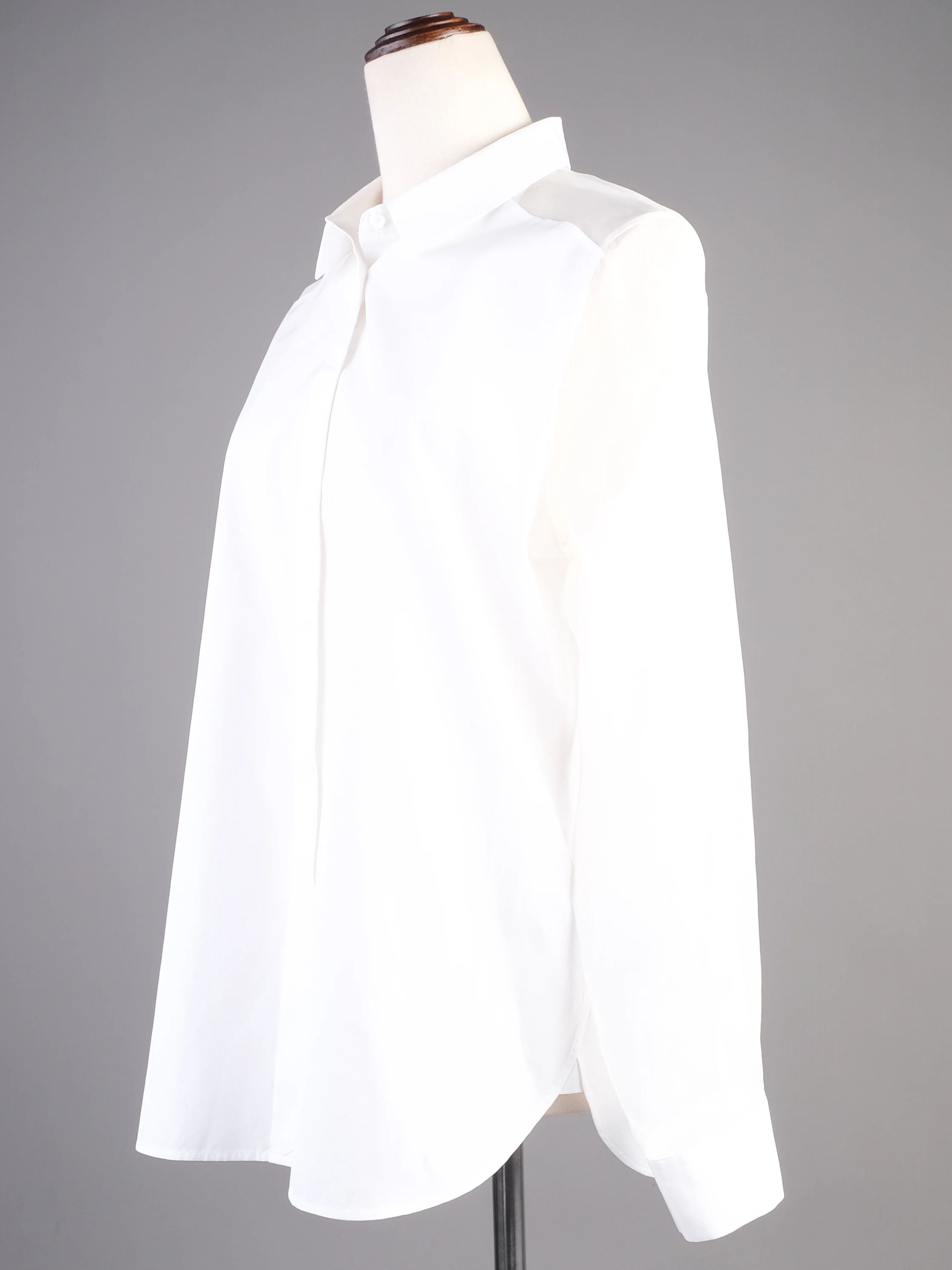Excellent Burberry White Cotton Long Sleeve Button-Up Shirt