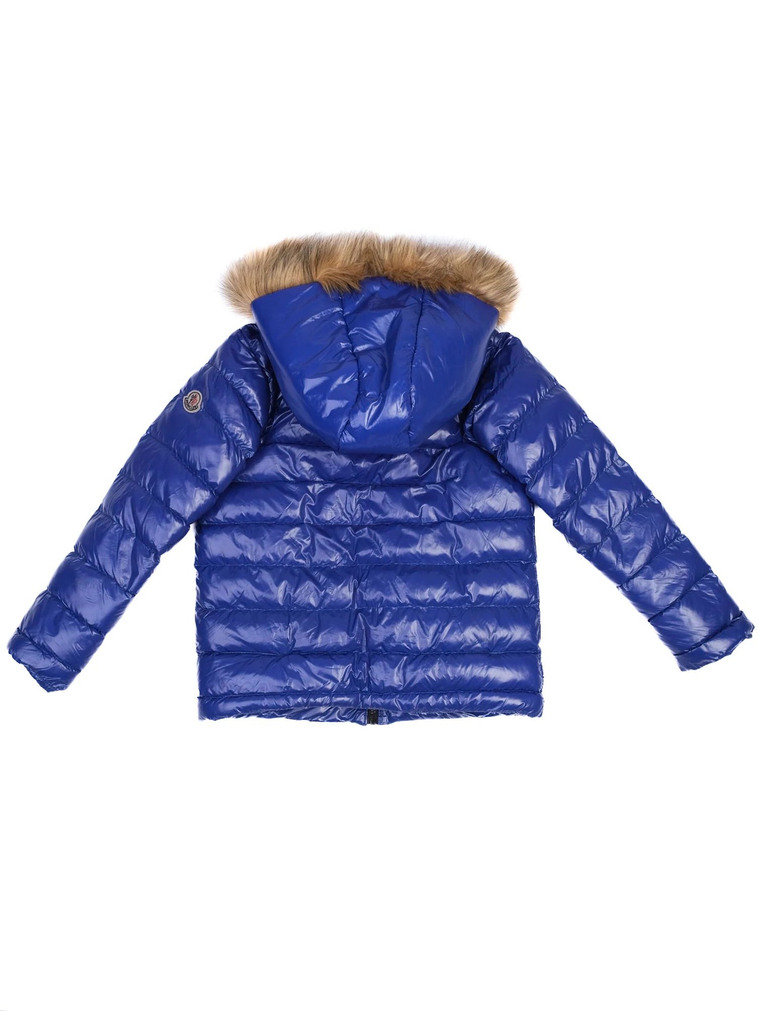 Excellent Moncler Blue Puffer Jacket with Fur-Lined Hood for Kids Size 11