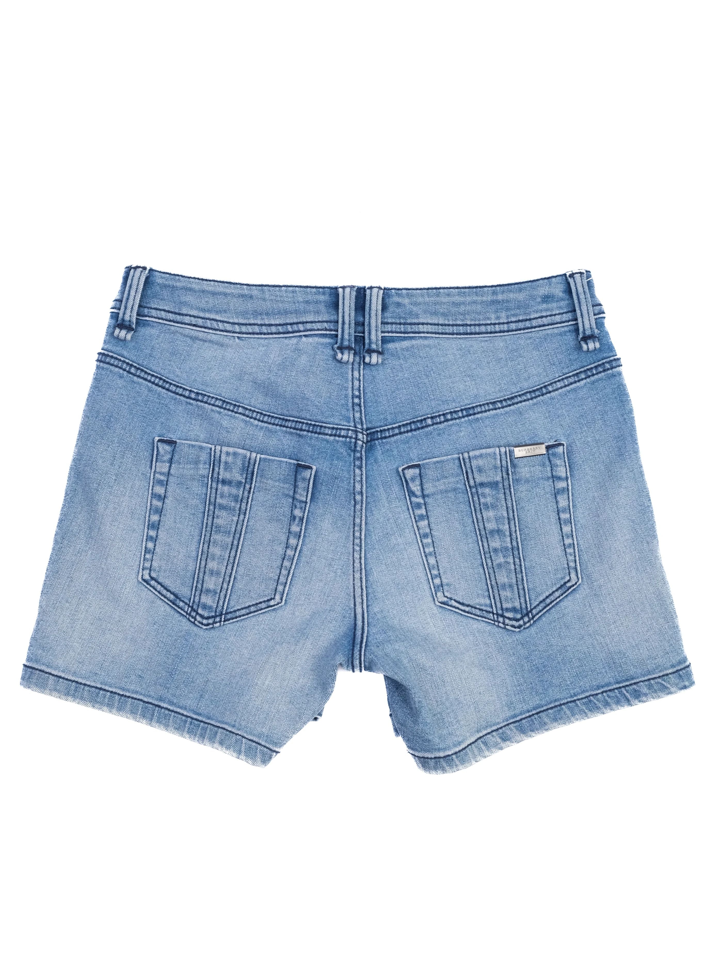 Excellent Burberry Blue Denim Shorts Size S Brit Epping