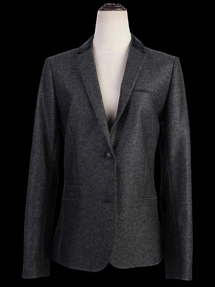 Excellent Zadig&Voltaire Gray Wool Blazer with Black Collar Size N/A