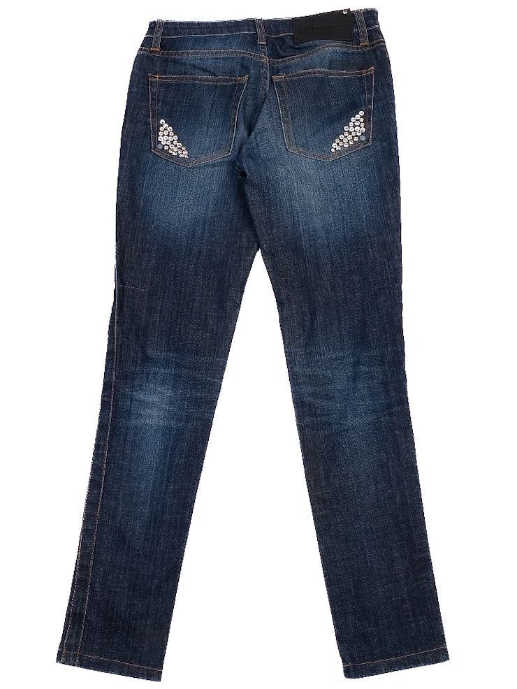 Excellent Blumarine Blue Cotton Jeans Size XS with Decorative Studs
