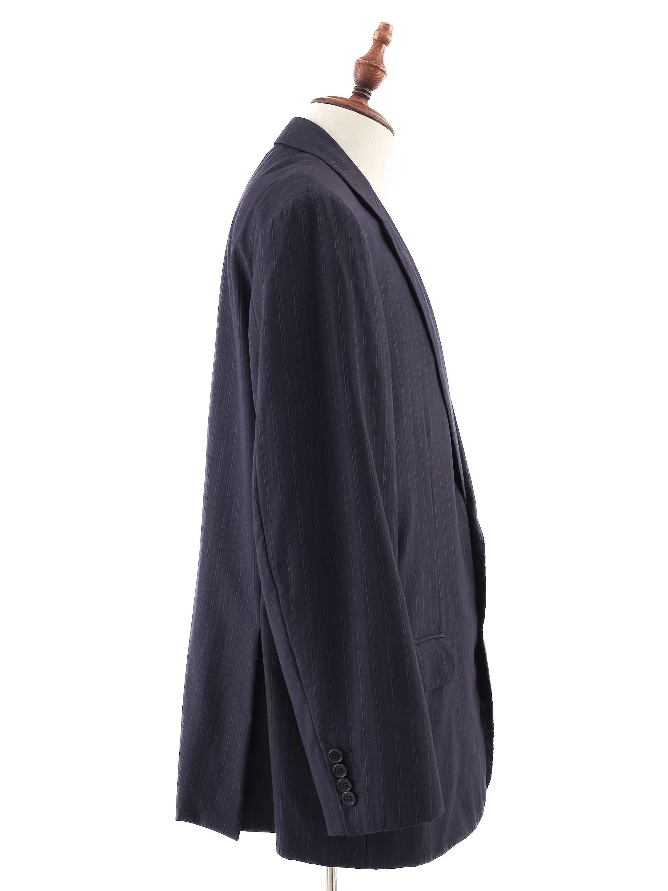 BRIONI Excellent Blue Cupro Suit Jacket Size XL Dark Pinstripe