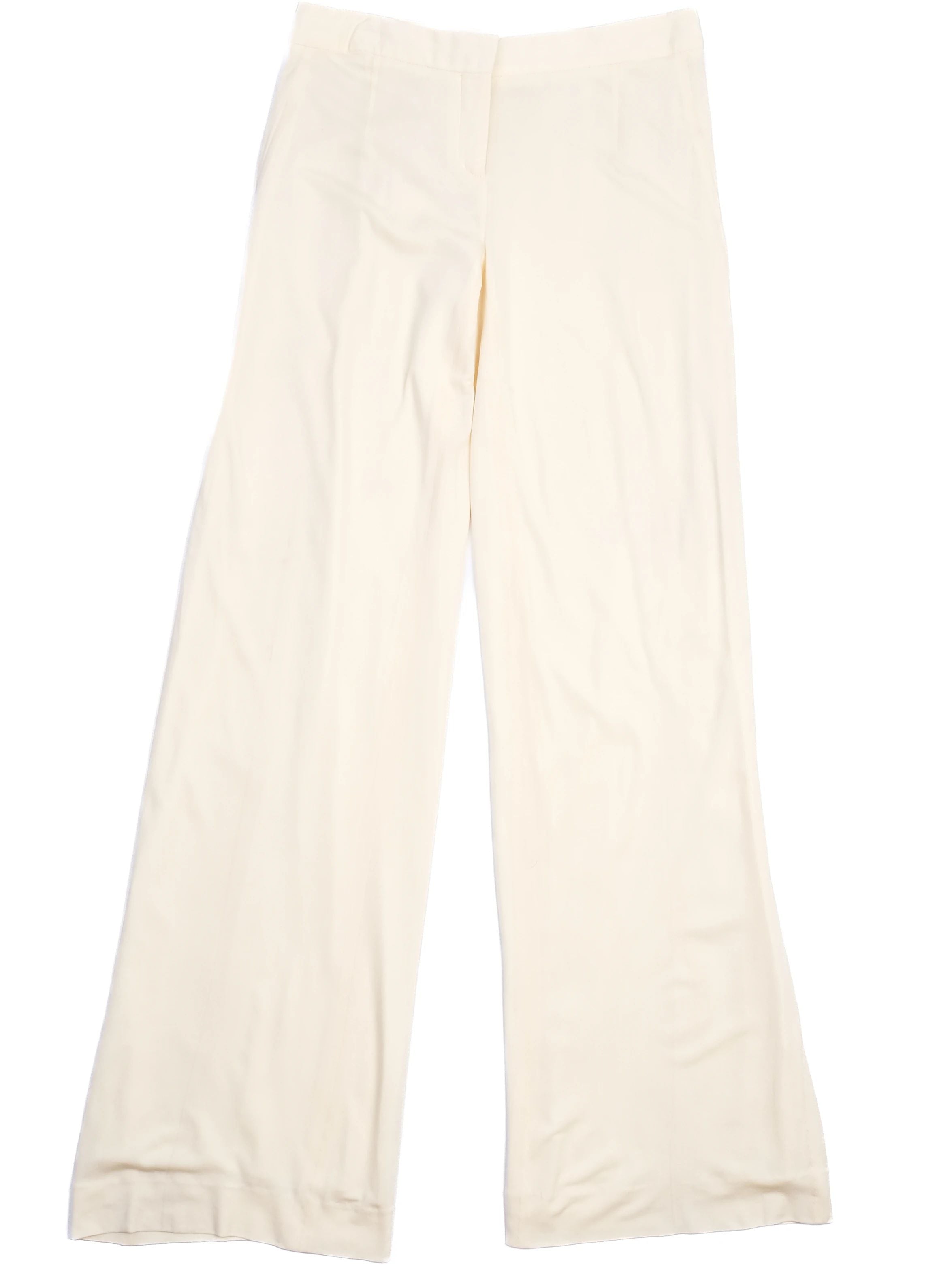 Excellent Alberta Ferretti White Wide-Leg Pants Size S Viscose