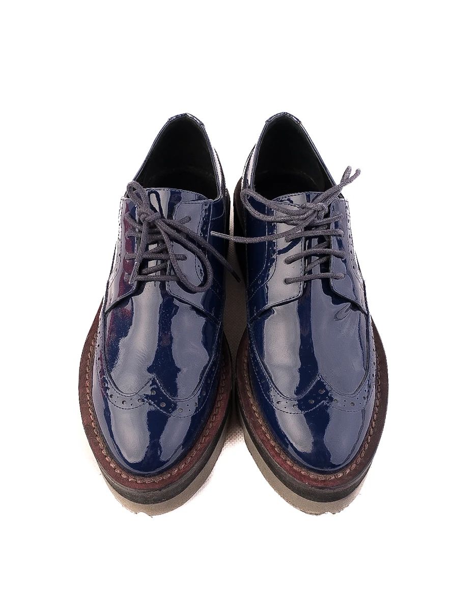 NEW Giorgio Fabiani Blue Patent Leather Lace-Up Shoes Size 36