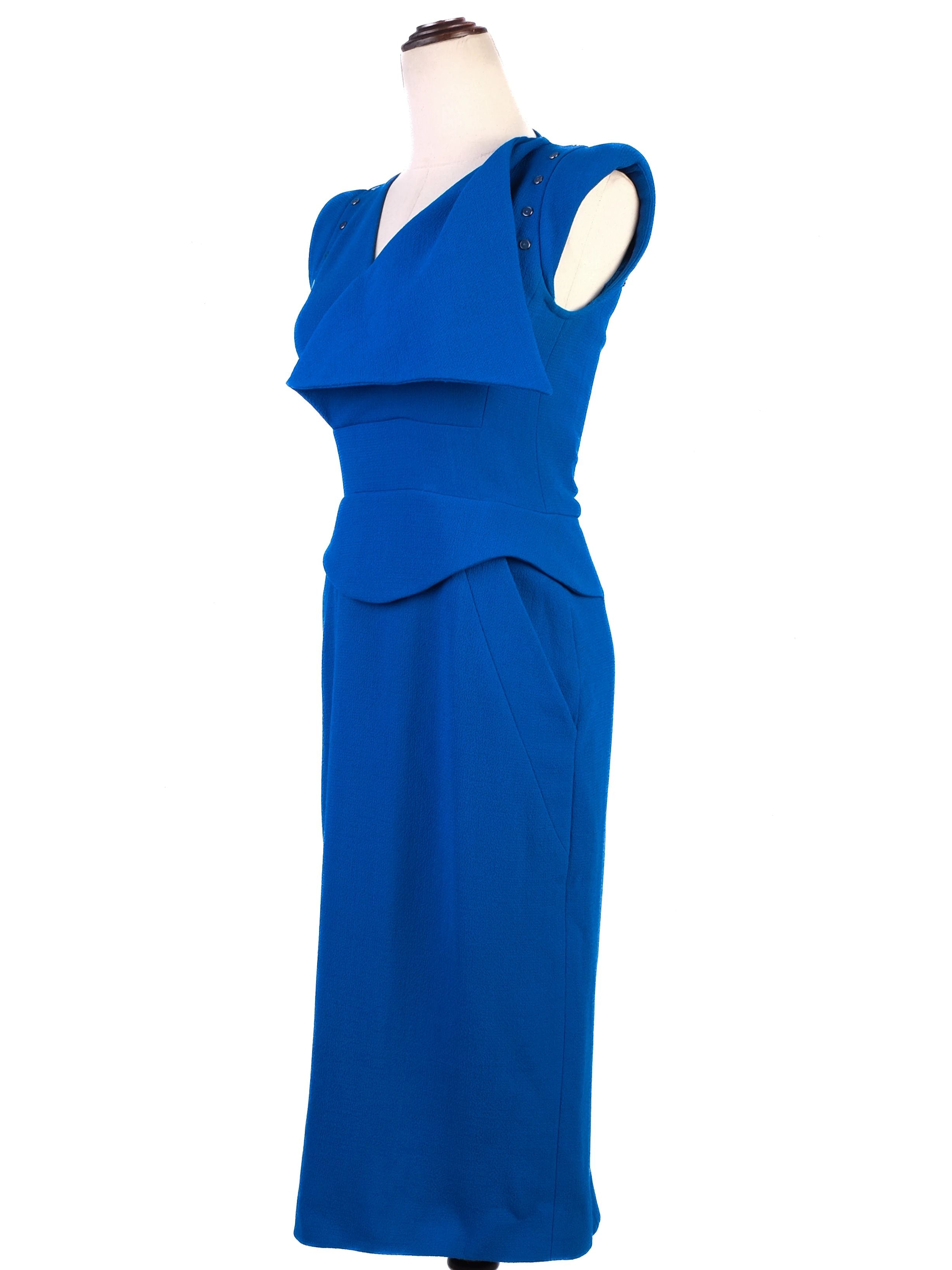 Excellent Antonio Berardi Blue Wool Sleeveless Dress Size M