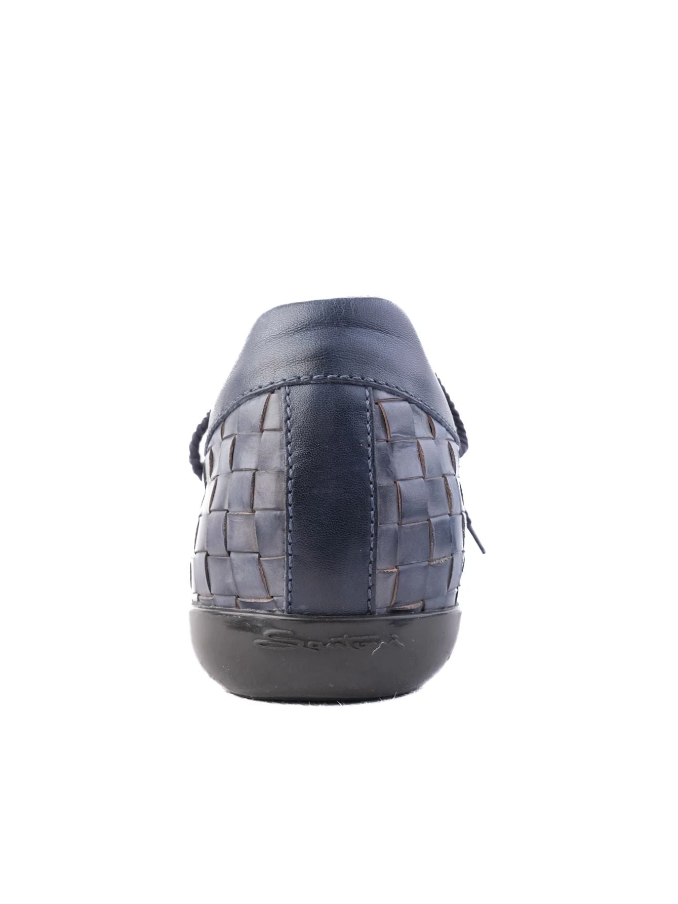 Excellent Santoni Woven Leather Sneakers Blue Size 40 Men