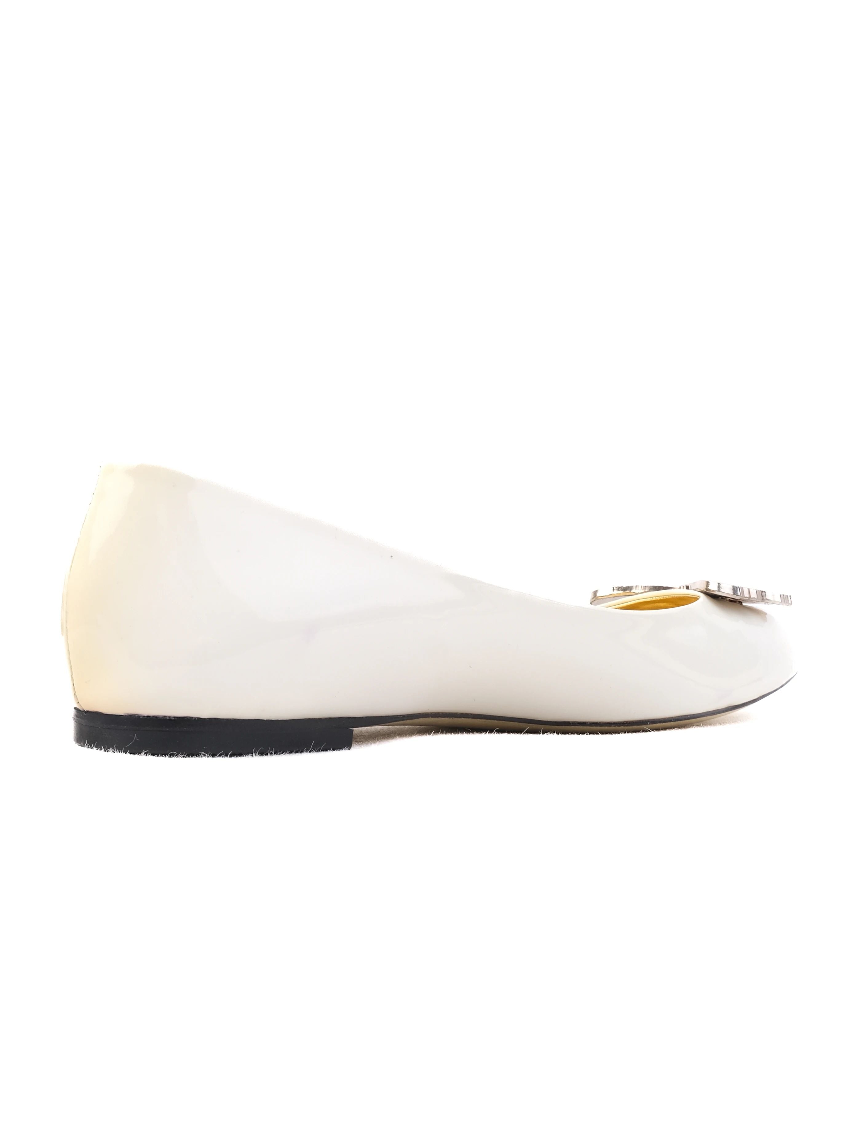 Excellent Versace for H&M White Leather Ballet Flats Size 38